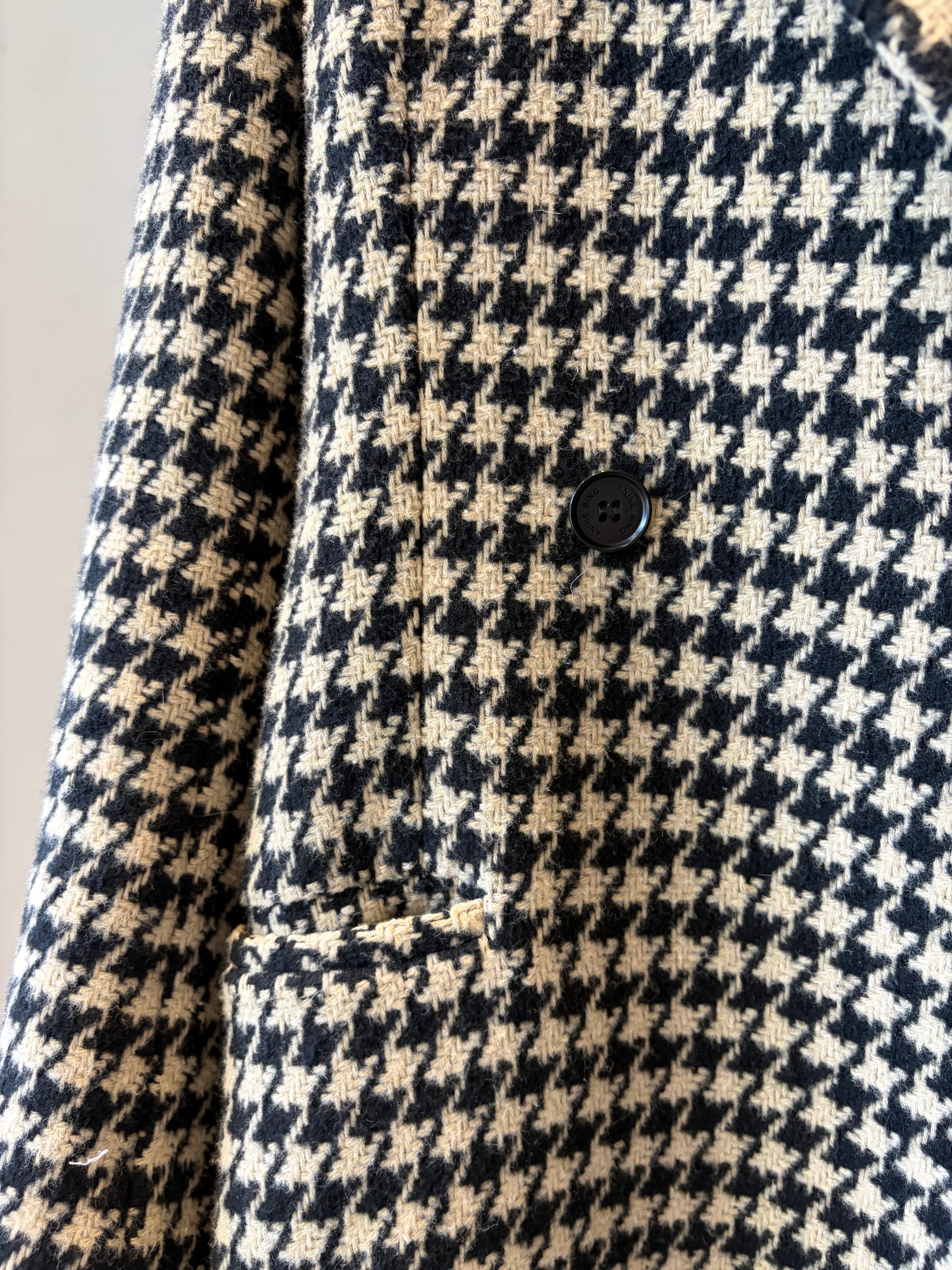 Anine Bing Kaia Blazer, Houndstooth, Black Cream, XS