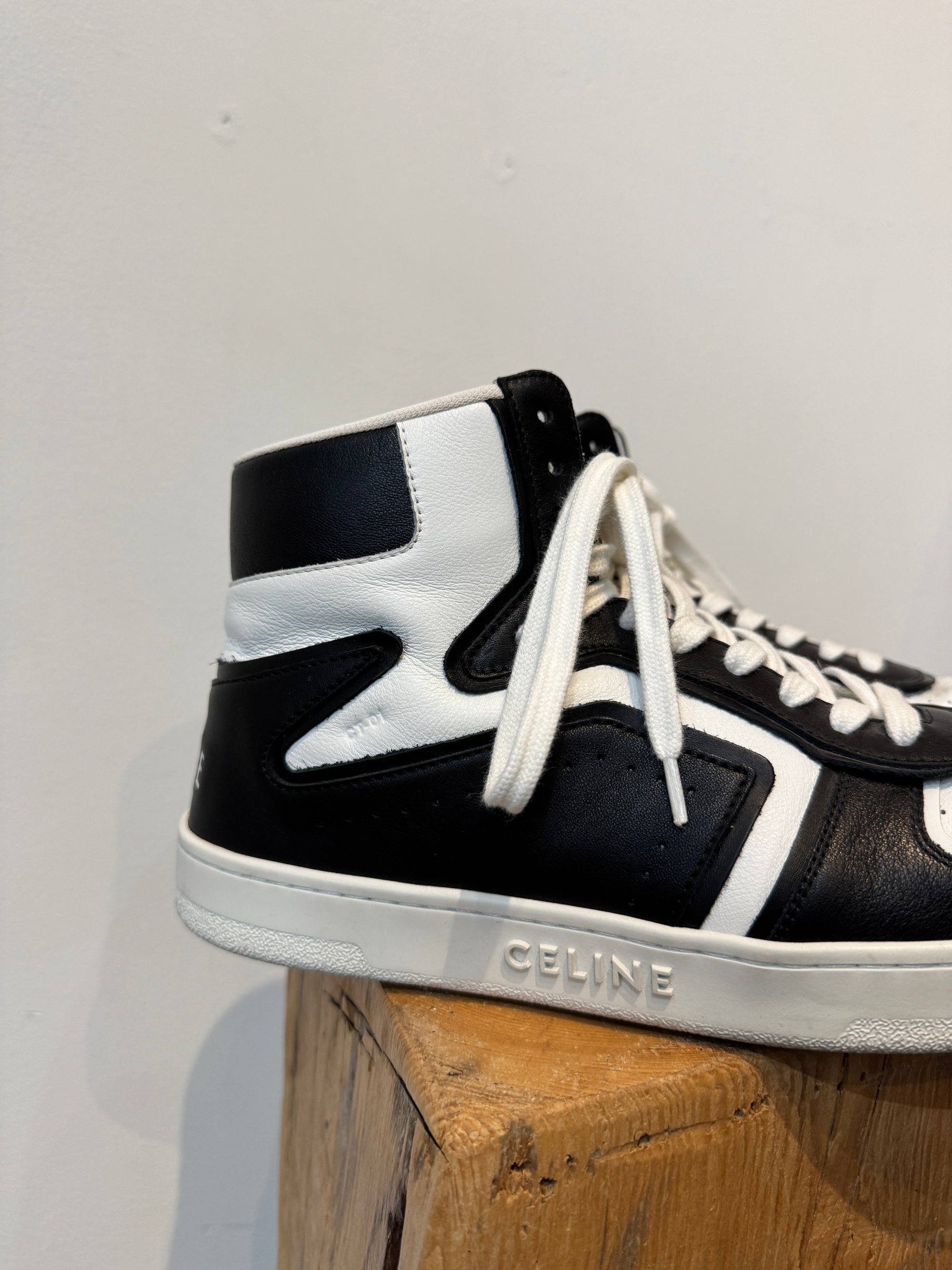 Celine High Top Sneakers, White, Black, 43