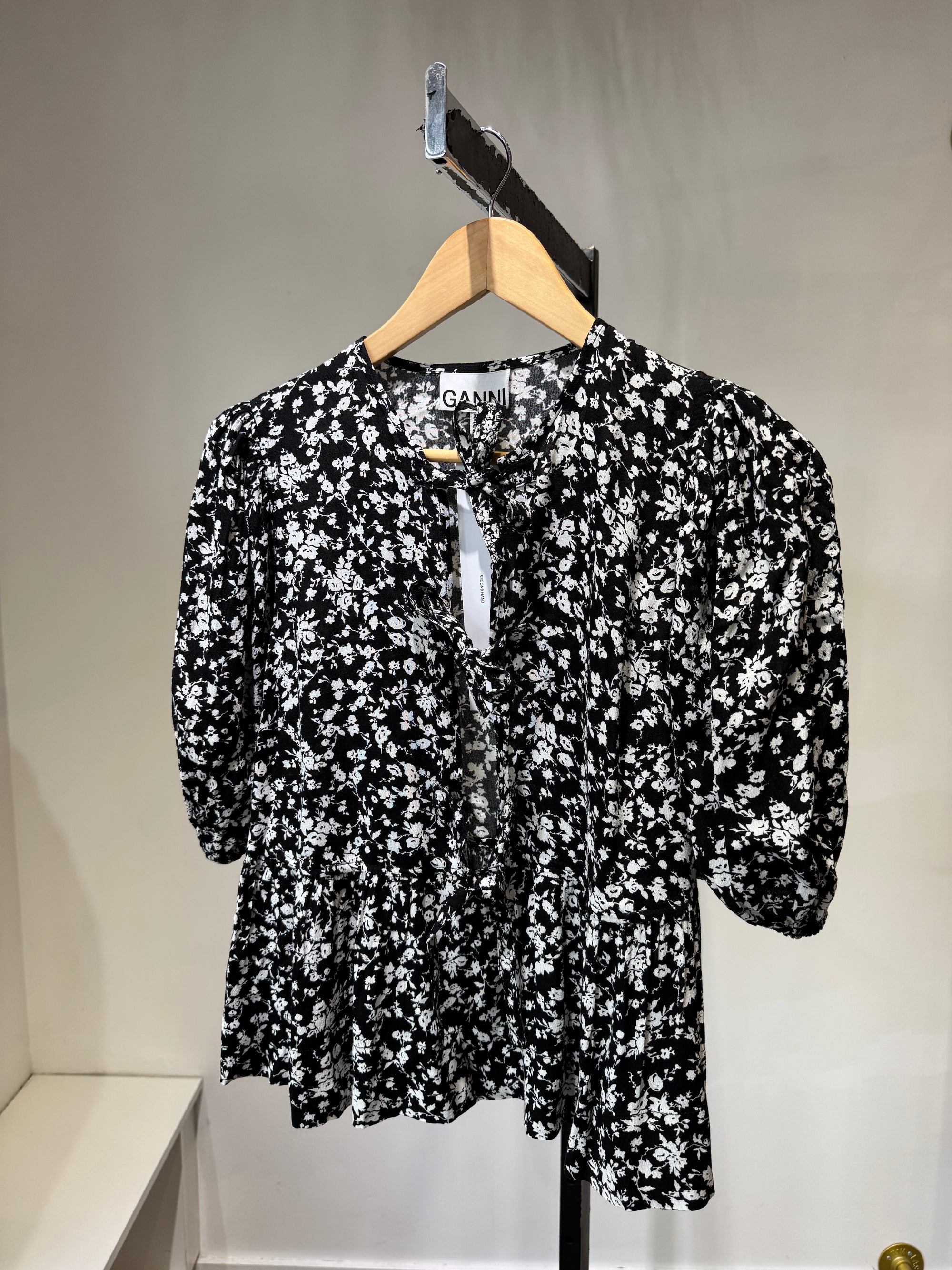 Ganni floral lace up blouse, 34
