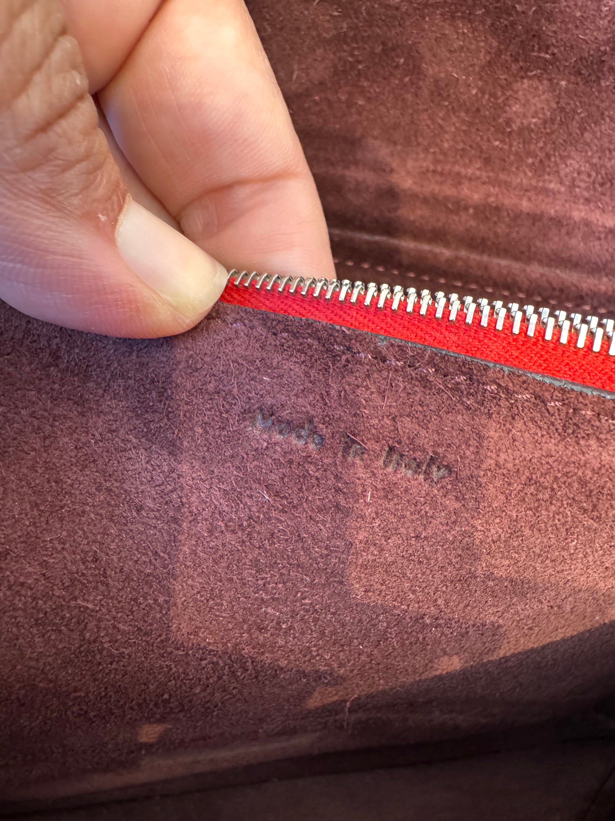 Celine Red Leather And Suede Diamond Clutch Handbag