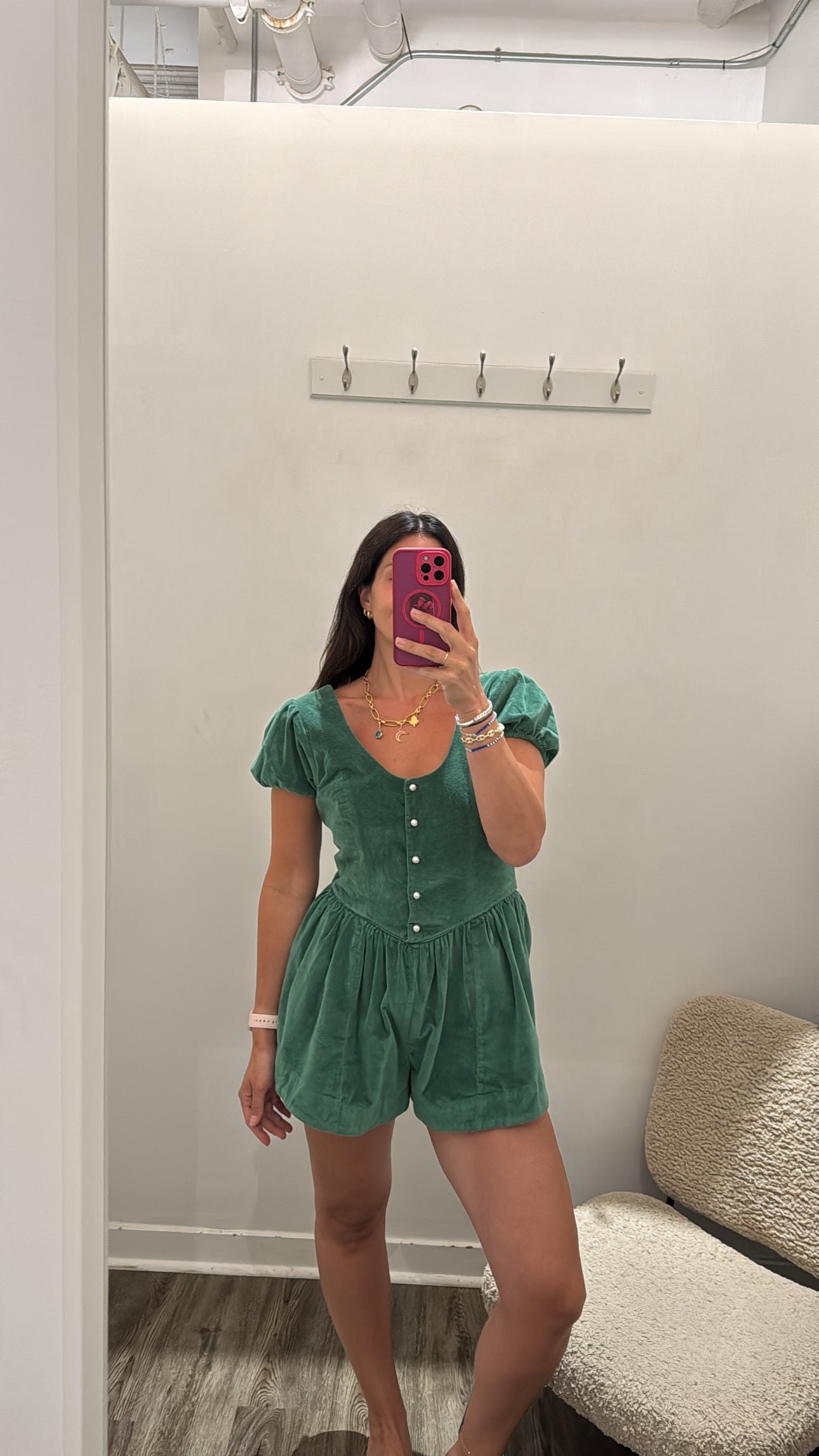 Free People soft cotton Romper Green, M