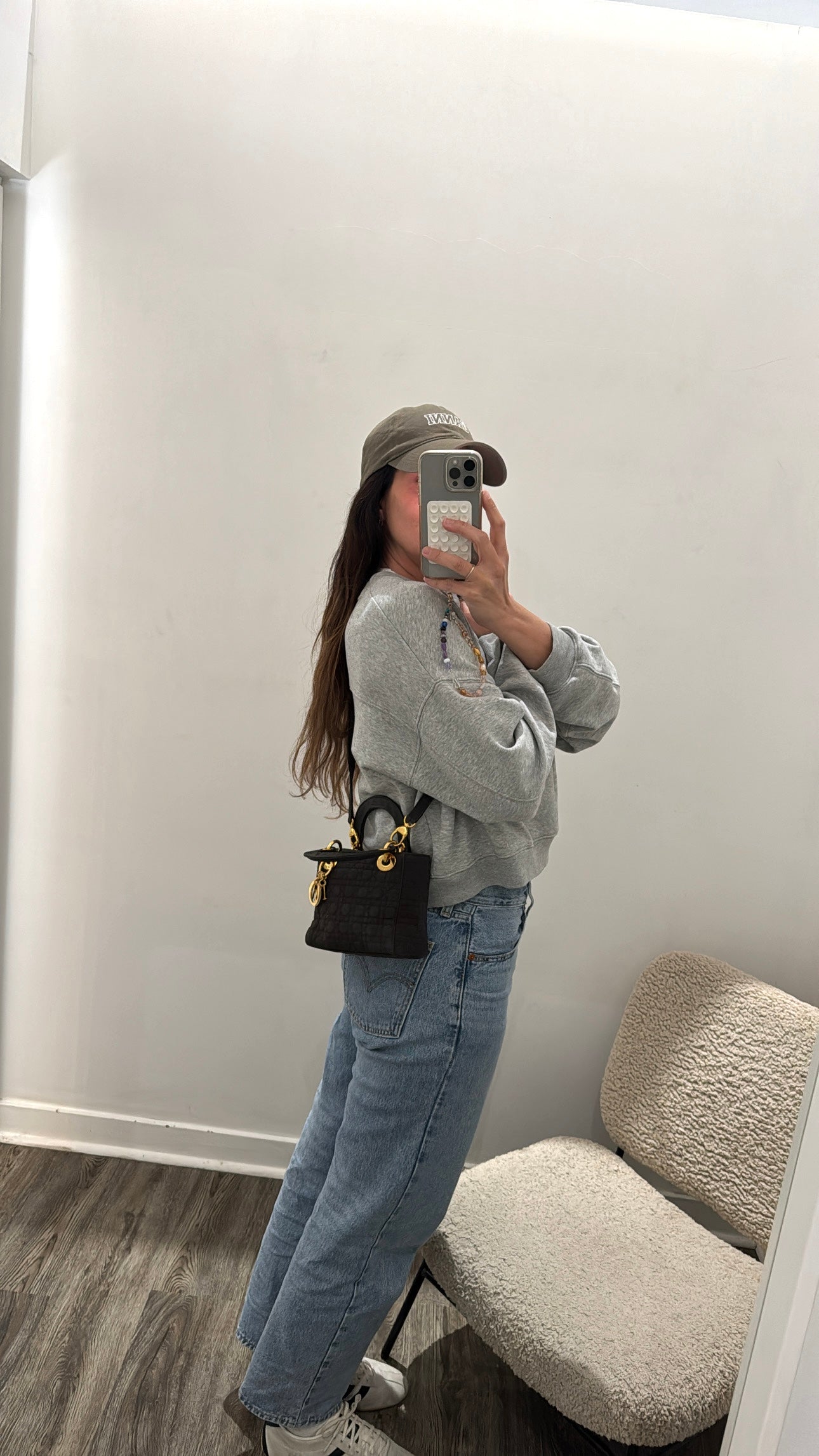 Christian Dior Cannage Lady Dior Mini Bag, Charcoal Grey