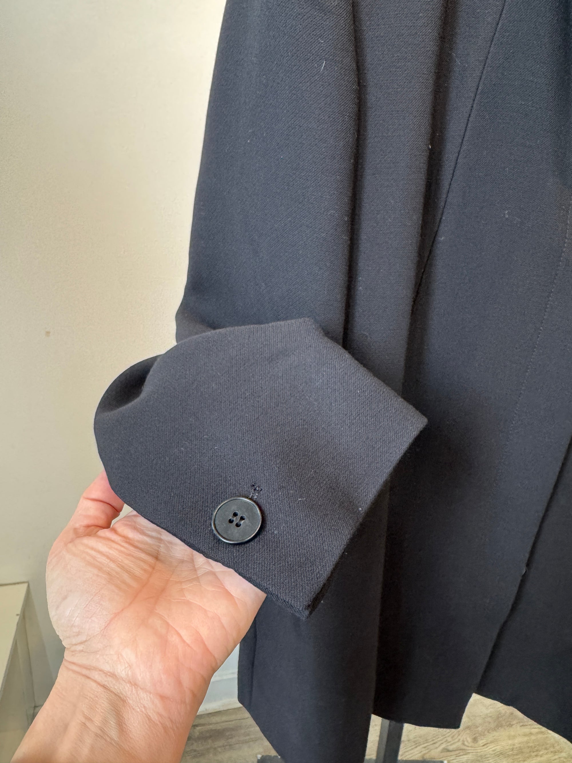 MaxMara stand-collar black long blazer, Black, 12