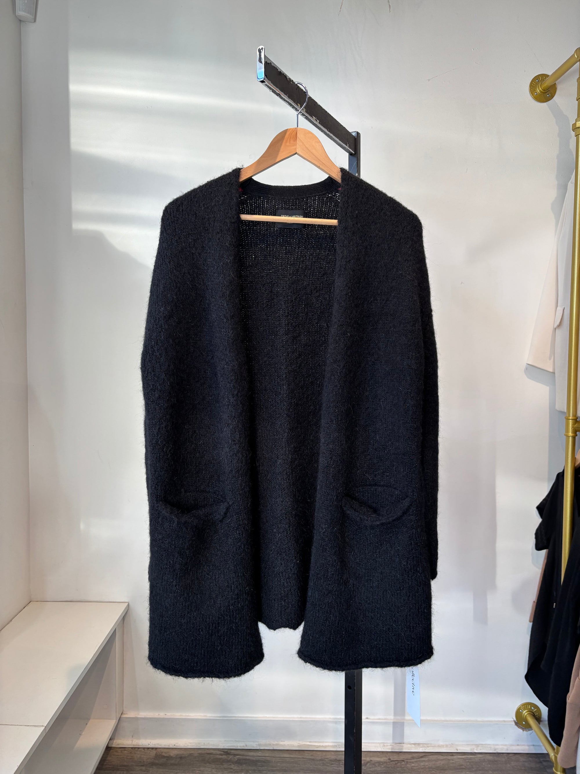 Zadig & Voltaire Black Mohair Open Cardigan, M/L