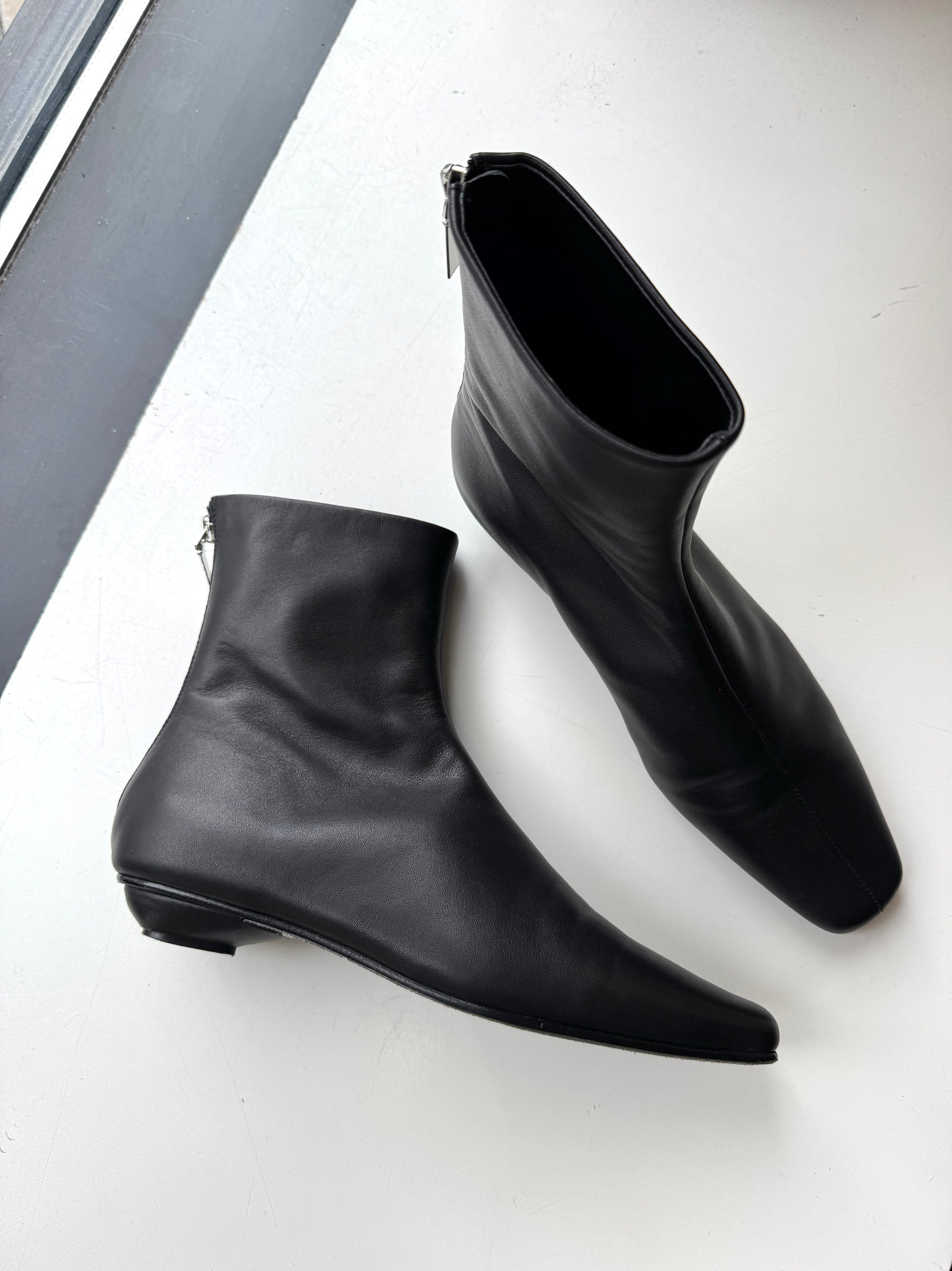 Toteme Heeled Leather Sock Boots, Footwear Black, 39