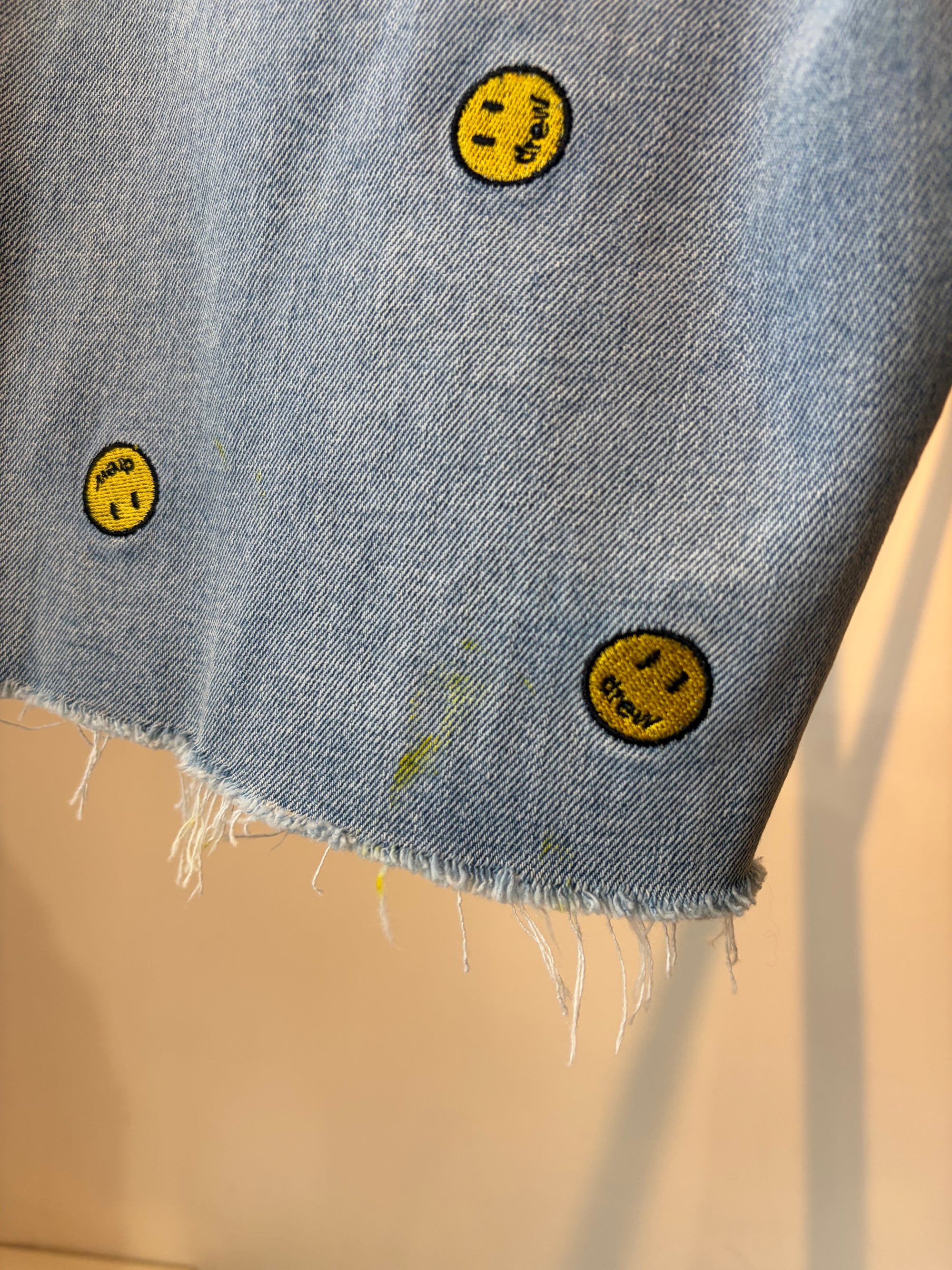 Drew House Blue/printed Denim shorts, 32