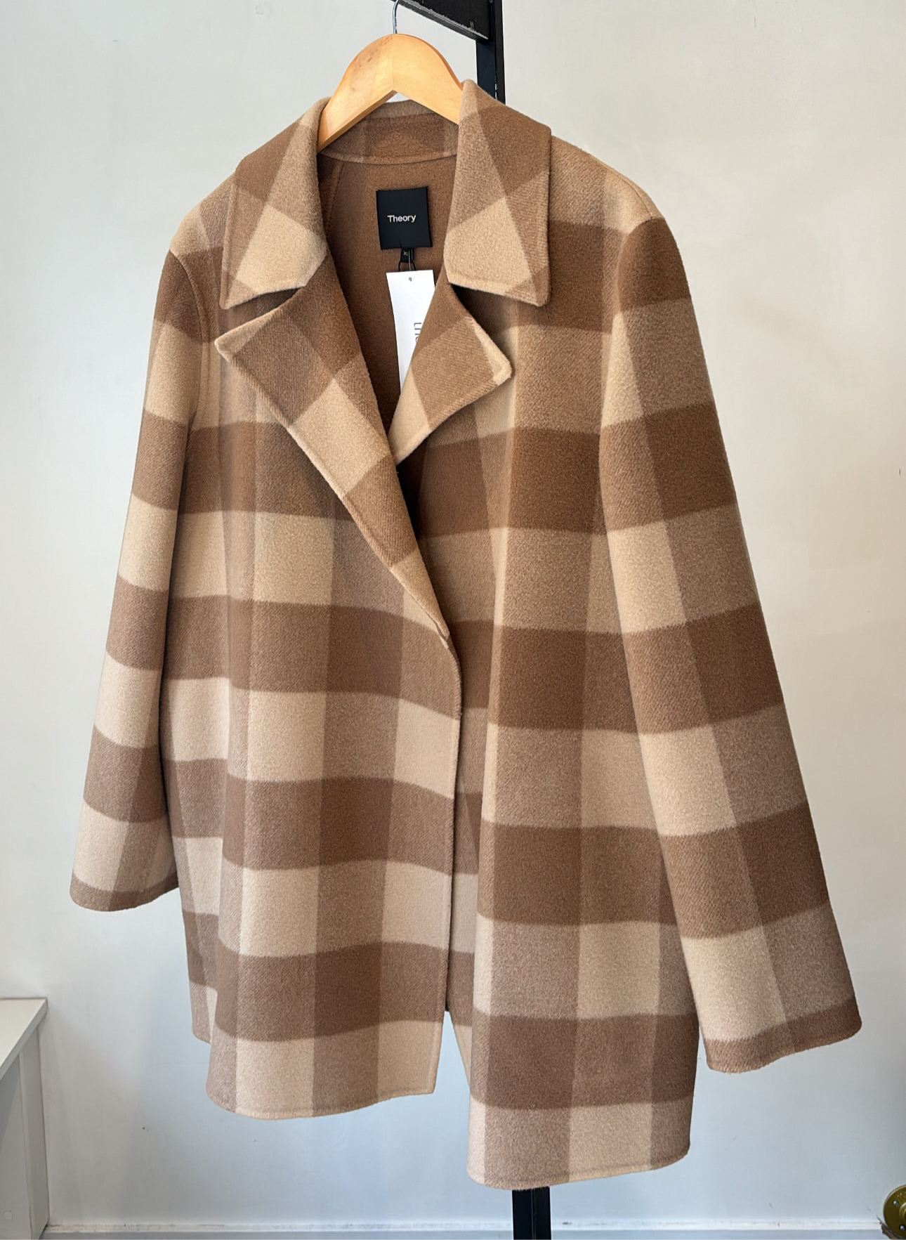 Theory plaid unlined overcoat, XL