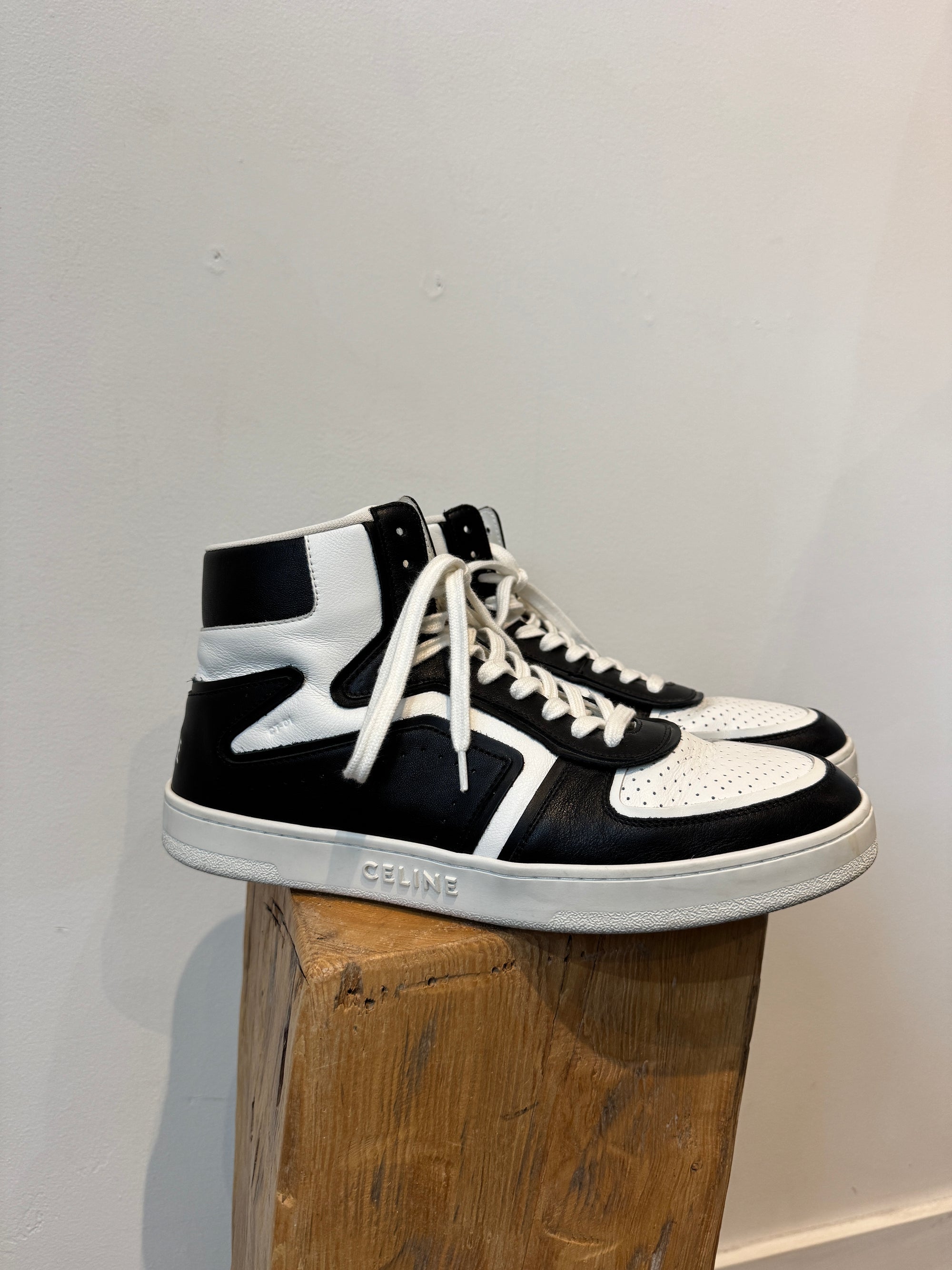 Celine High Top Sneakers, White, Black, 43
