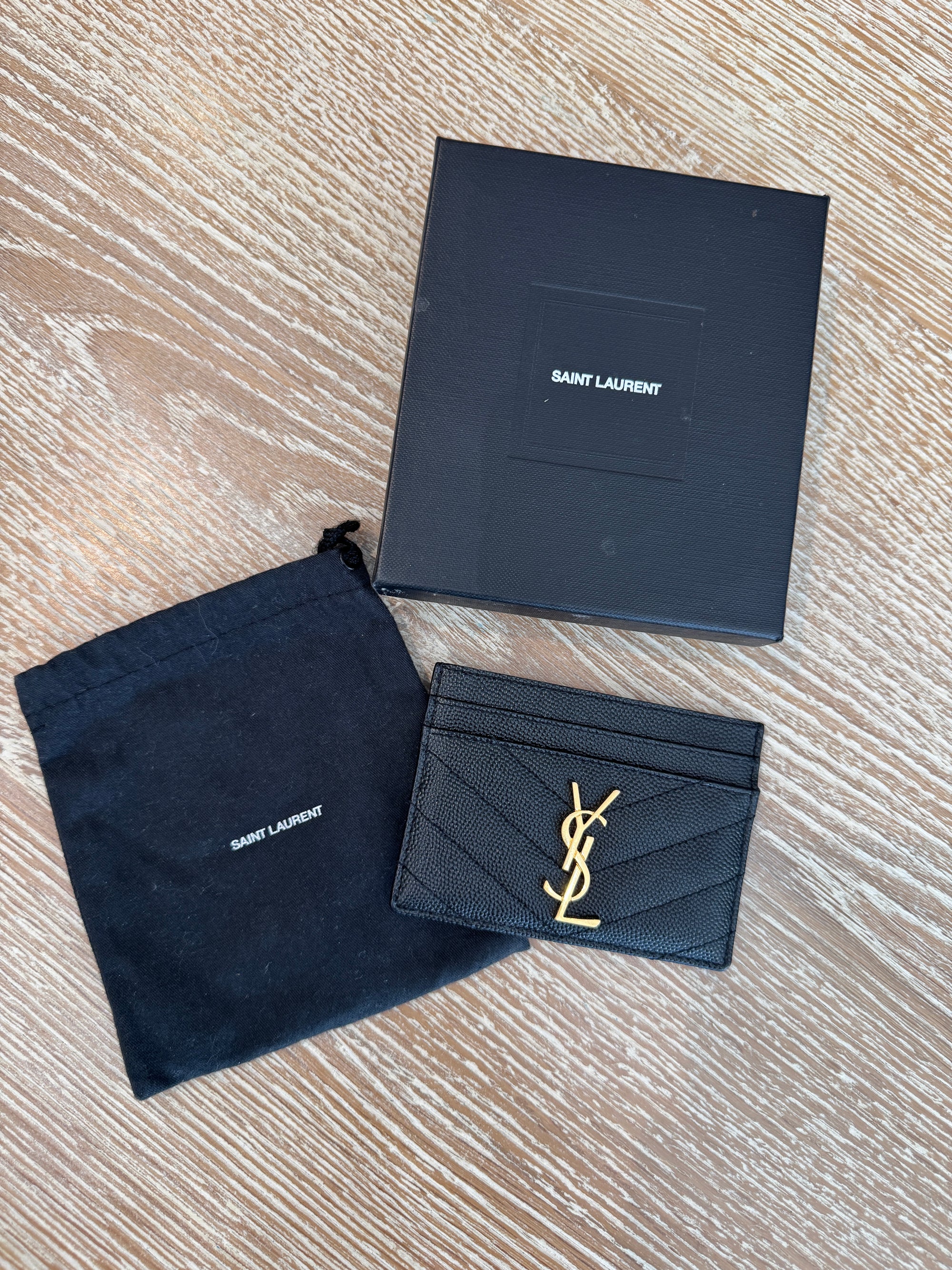 Saint Laurent Matelassé Lambskin Card Holder, Black
