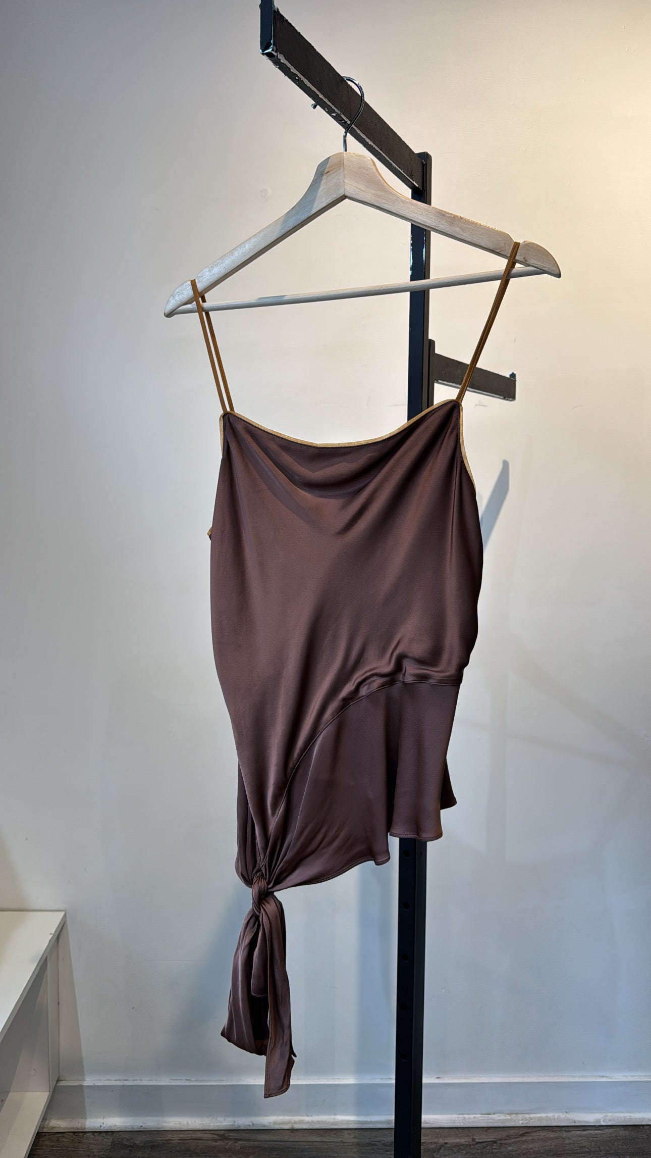 Helmut Lang Asymmetrical Tank Top, Cognac, Large