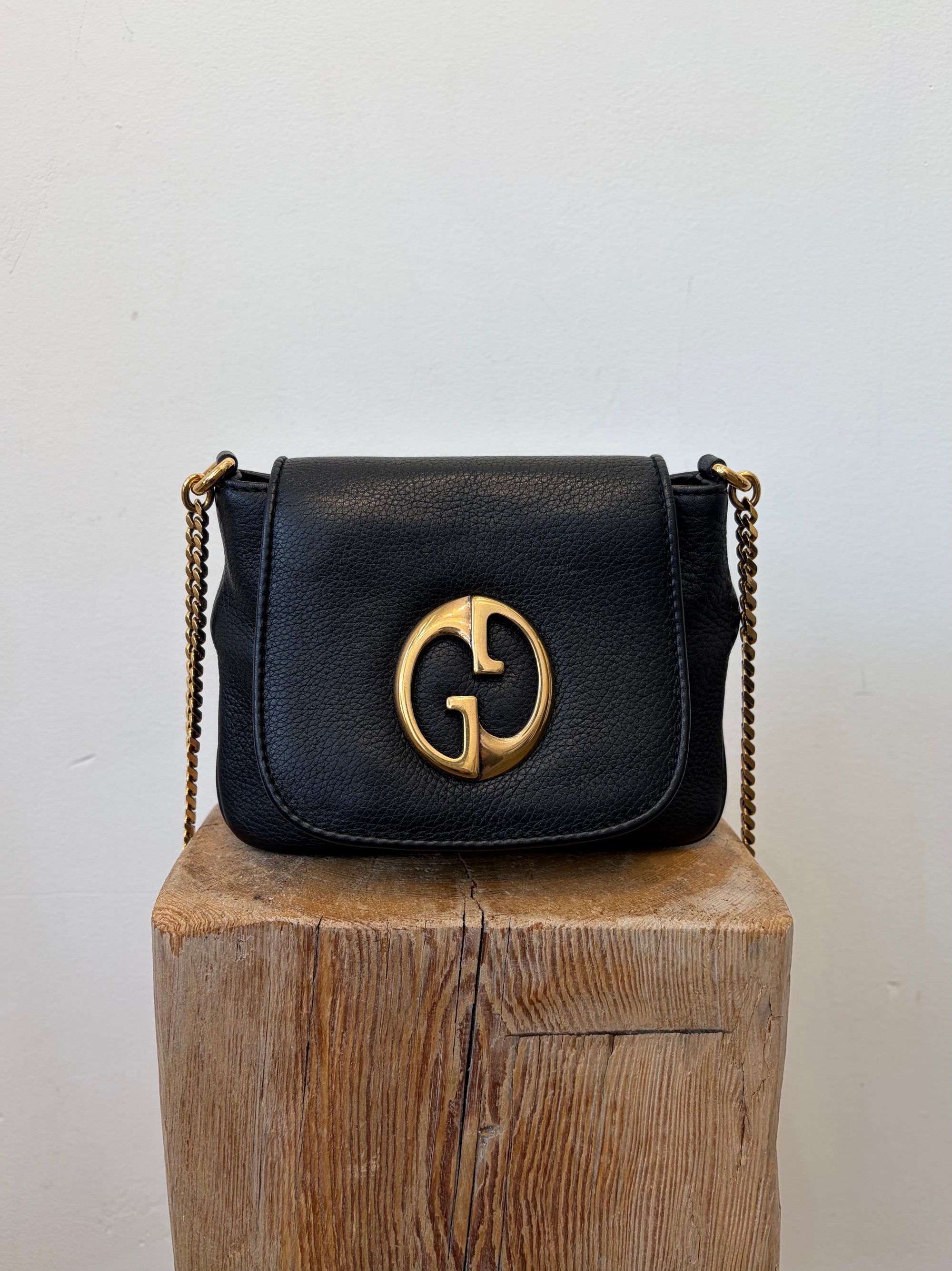 Gucci ‘1973’ Pebbled Leather Small Crossbody Bag, Black