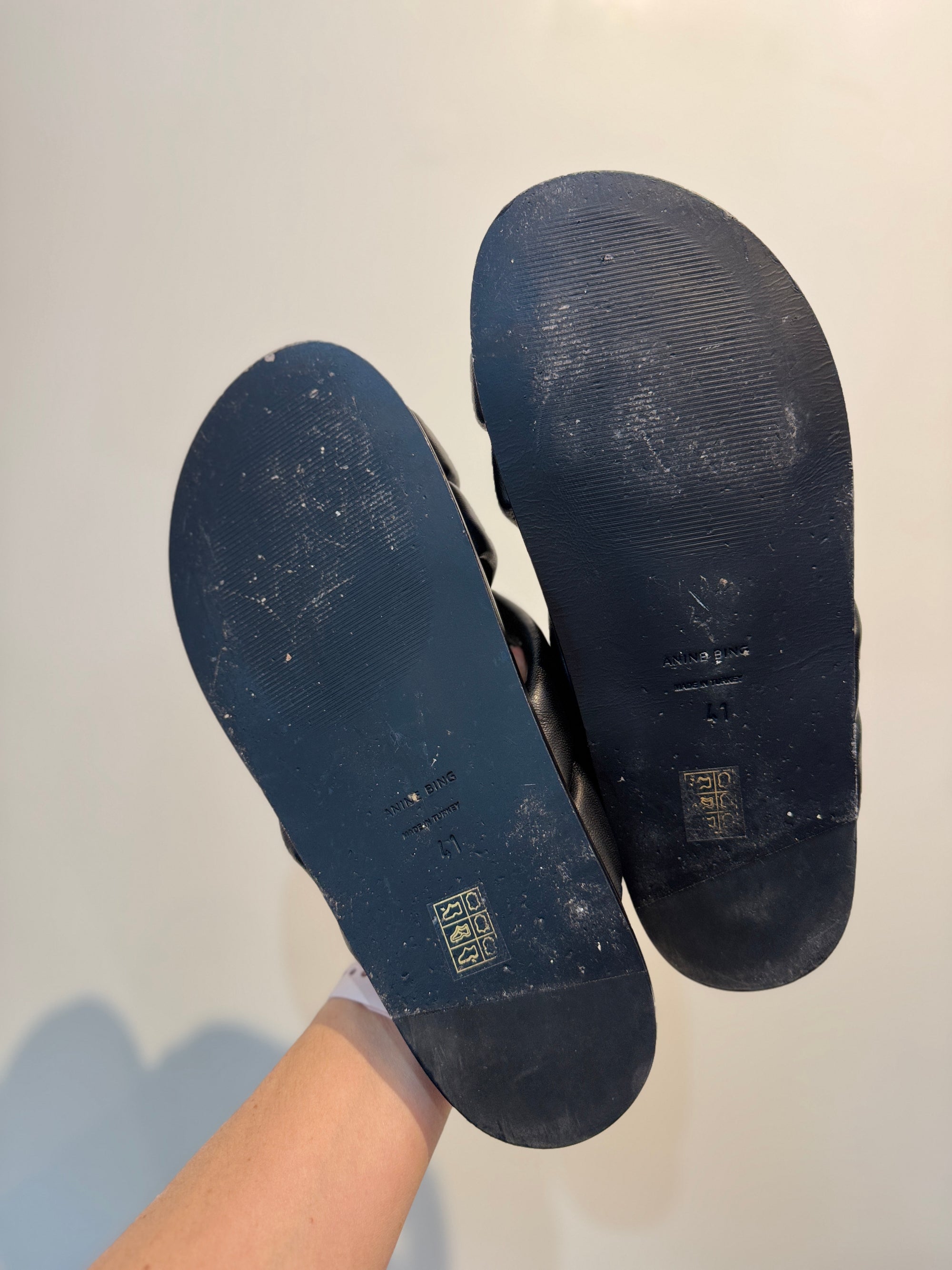Anine Bing Lizzie Slides, Black, 41