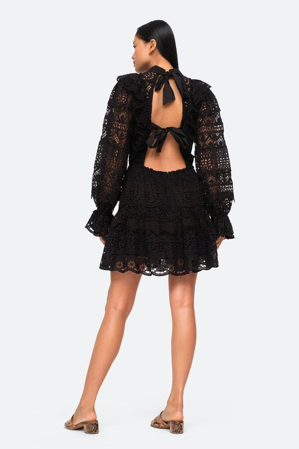 Sea New York, Patrizia Lace Open Back Mini Dress, 0