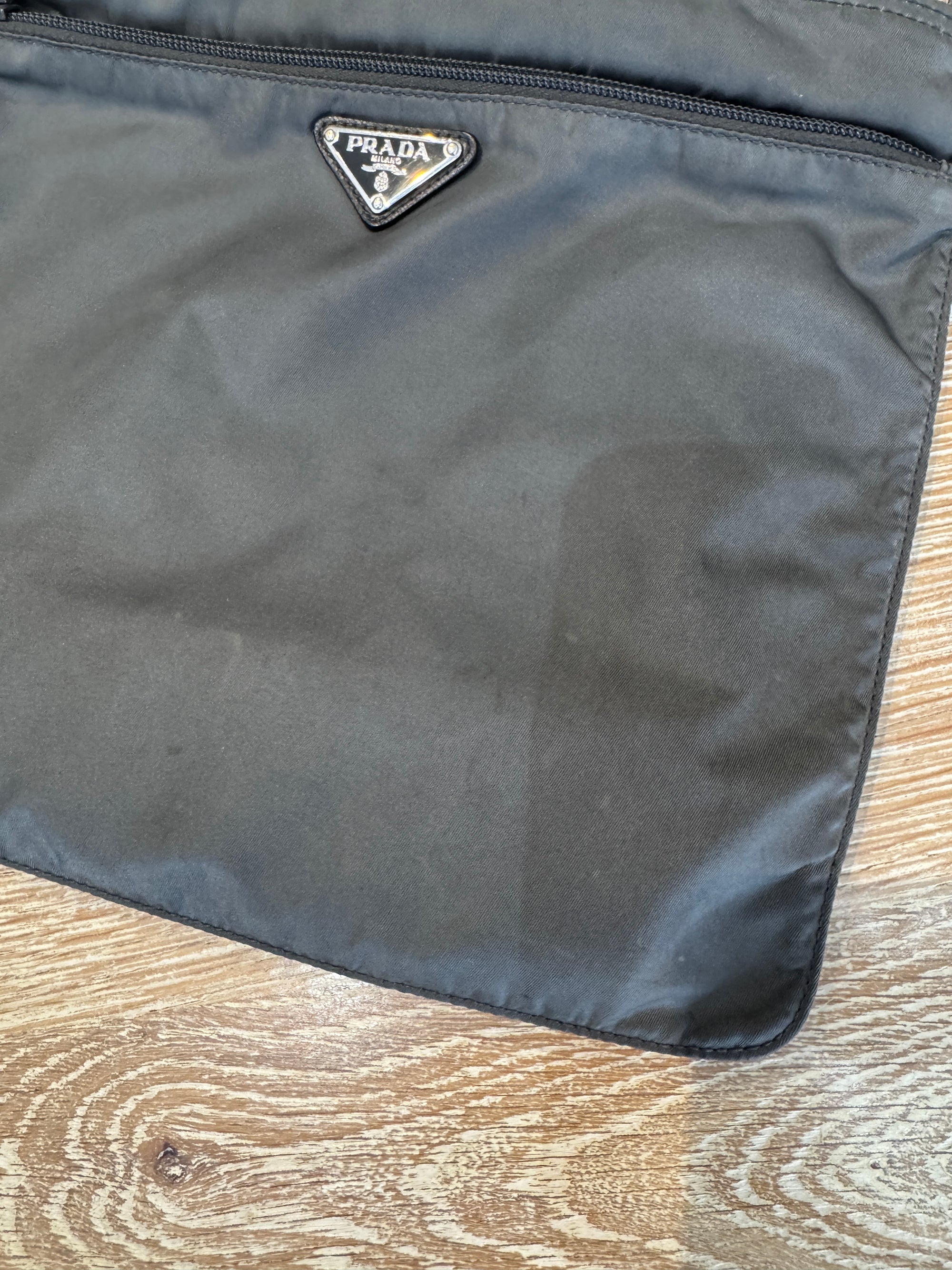 Prada Tessuto Nylon Crossbody Messenger Bag, Charcoal