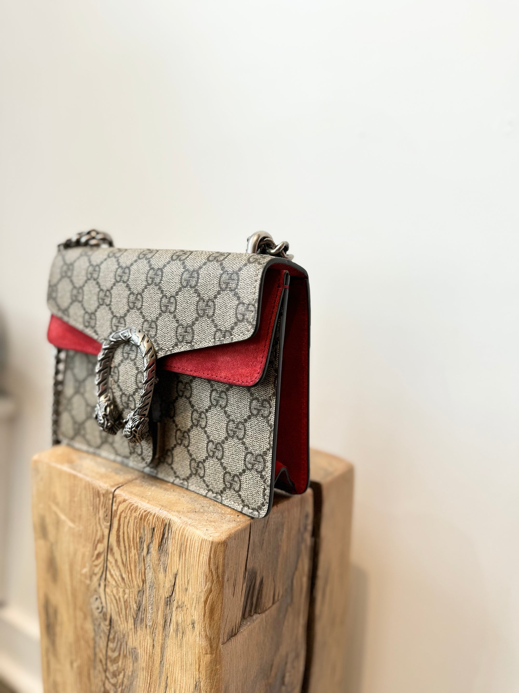 Gucci Dionysus Mini GG Supreme Handbag in Red rental only The Recollective