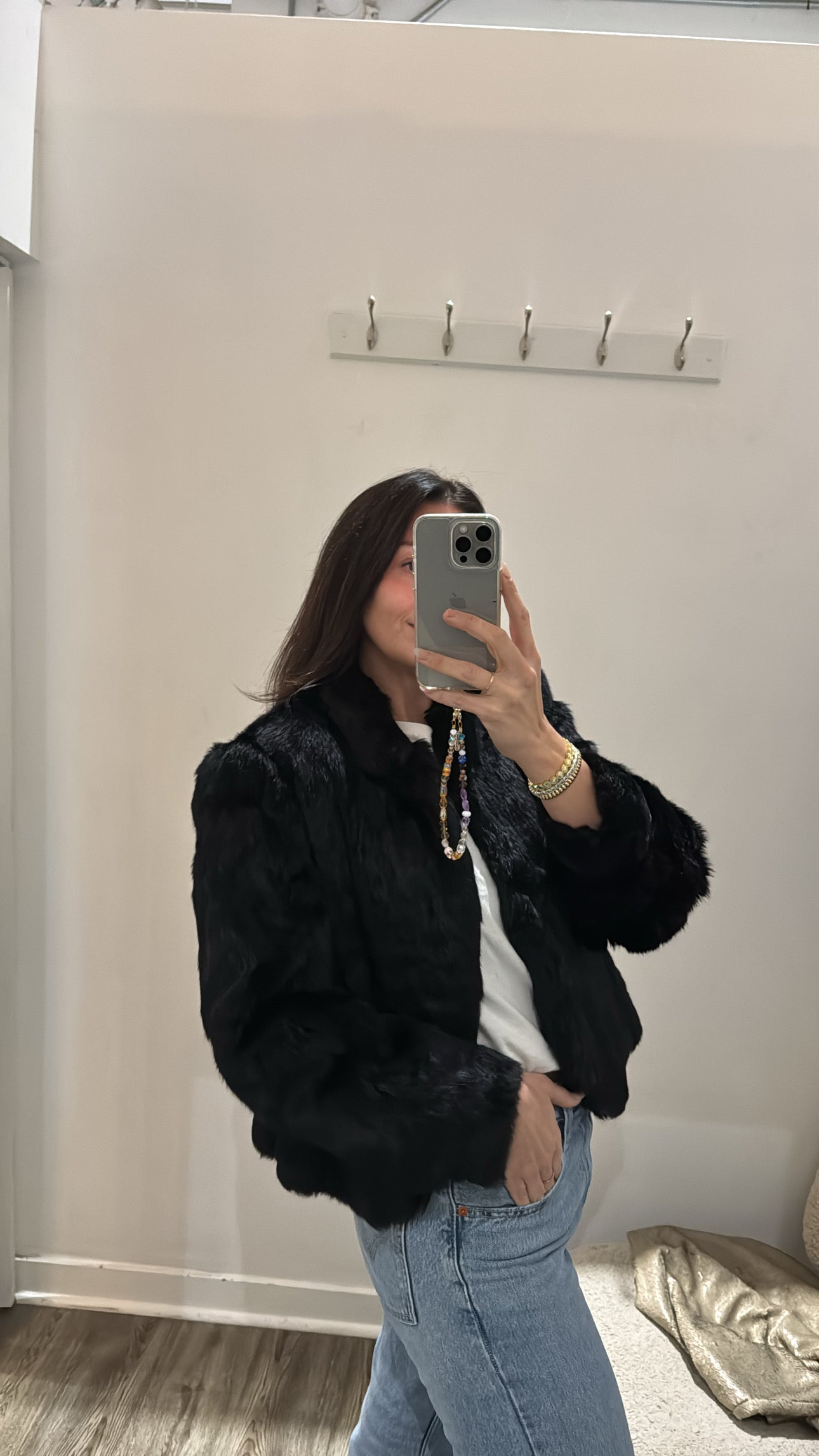 Stylman International Vintage Fur Coat, Black, Large