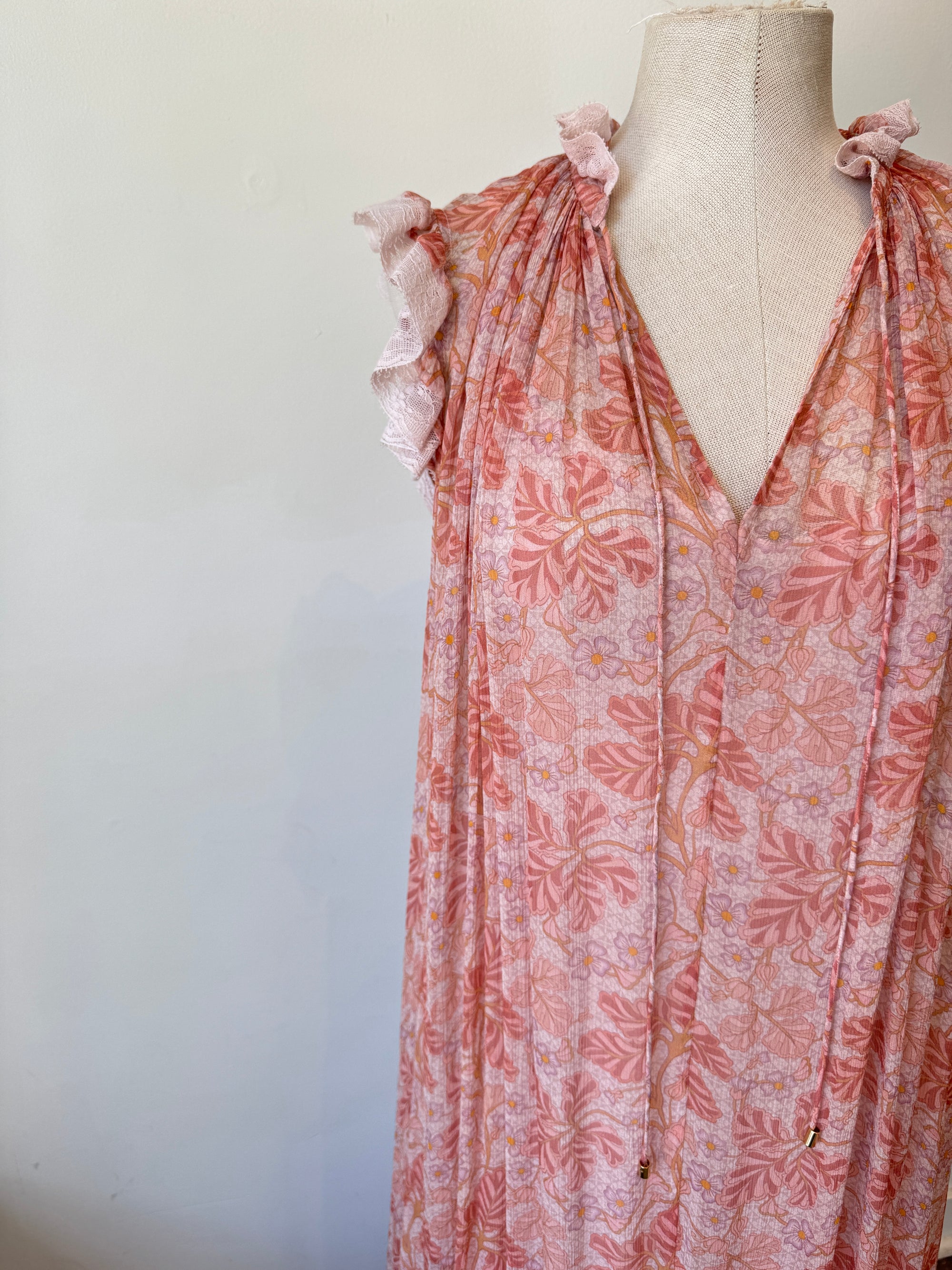 Zimmermann sleeveless midi dress with slip, Pink, 2/0