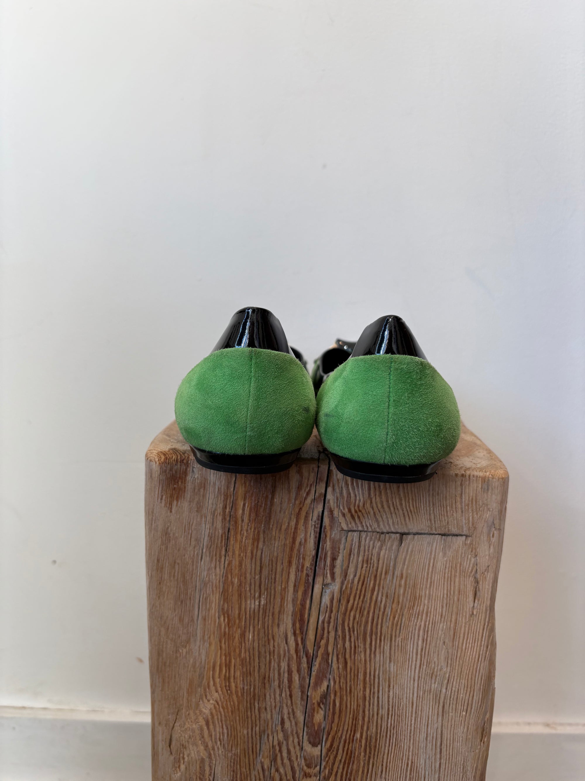 Gucci, Horsebit ballet Flats green suede and black, 8