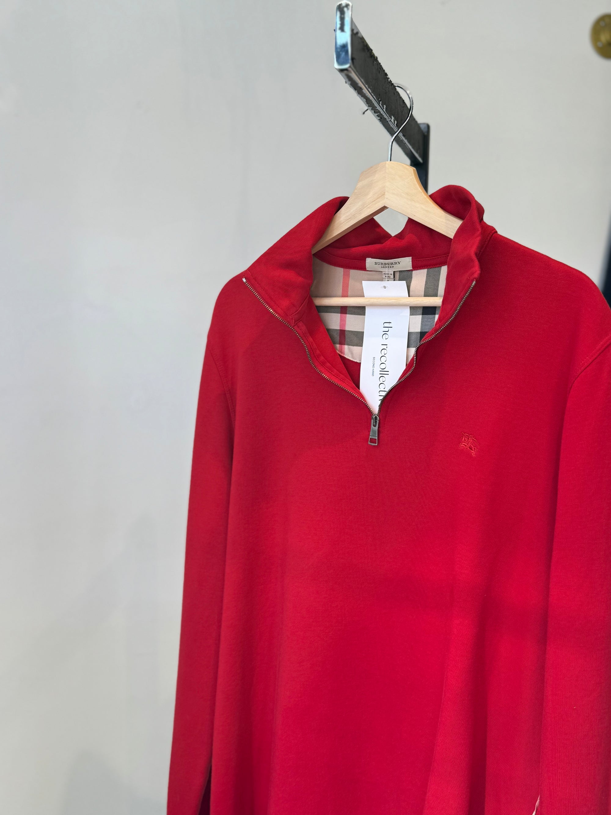 Burberry 1 4 Zip Pullover Red Large The Recollective