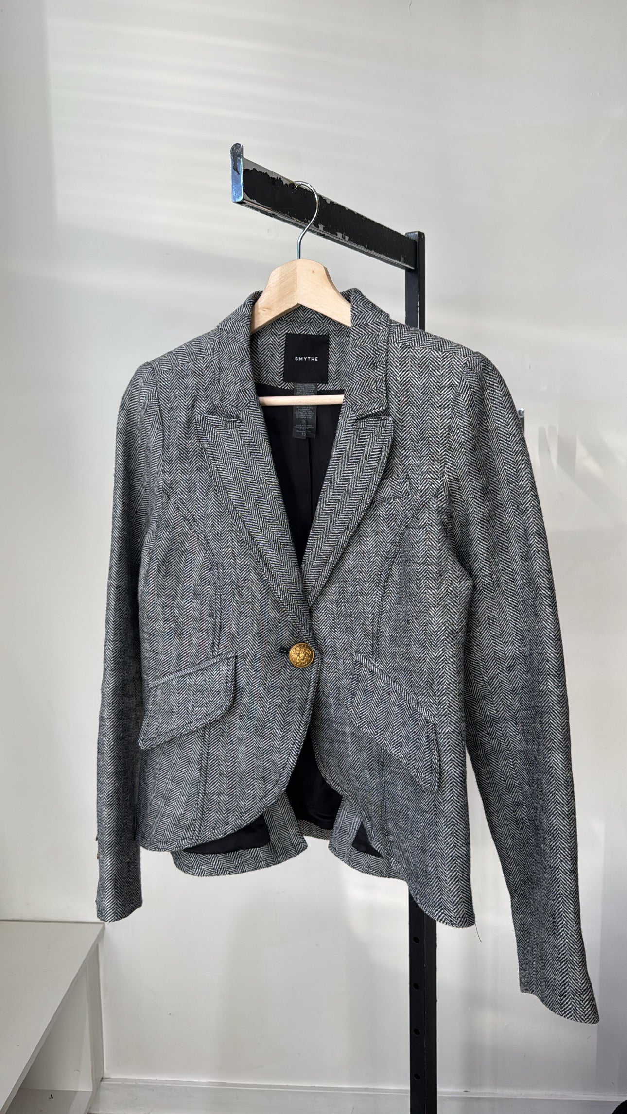 Smythe houndstooth equestrian blazer, Grey, 10