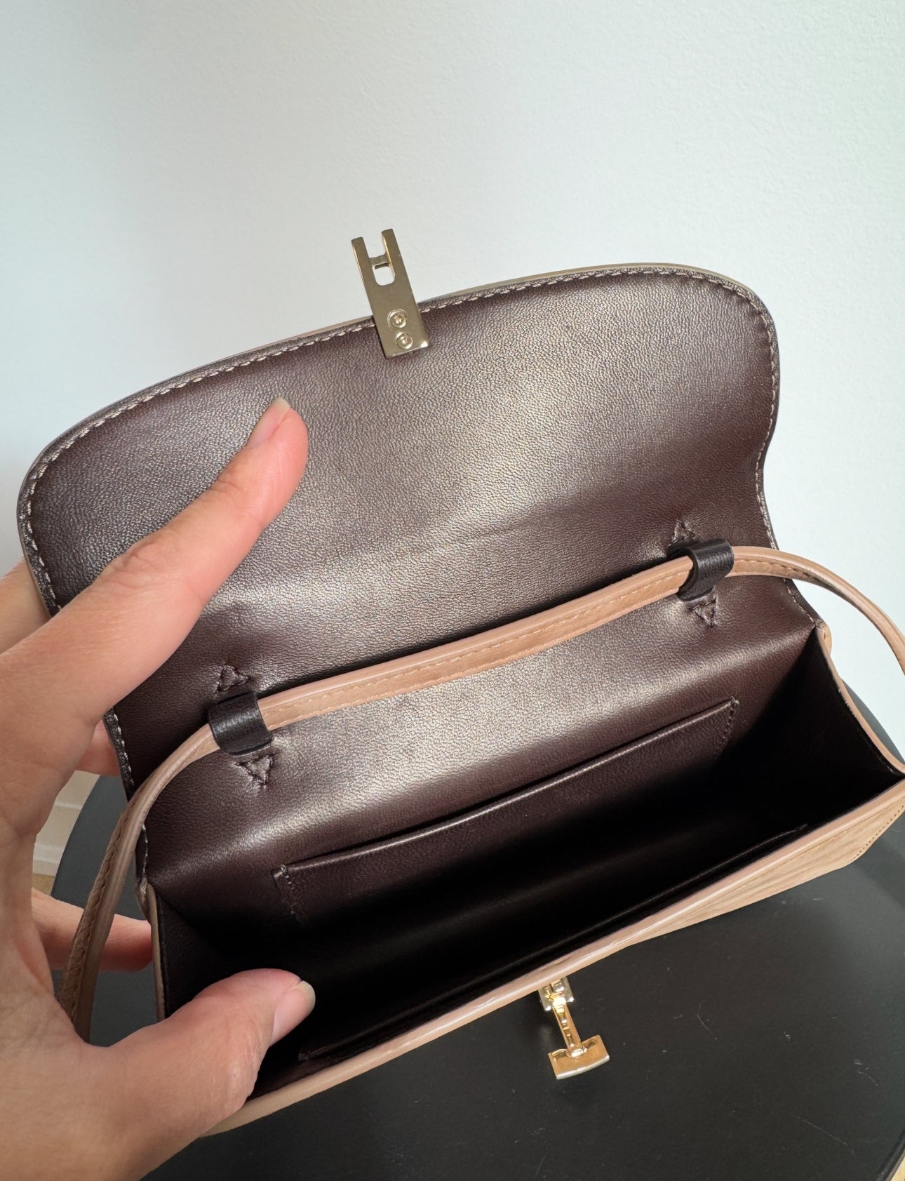 The Row E/W Sofia Suede Crossbody Handbag Taupe