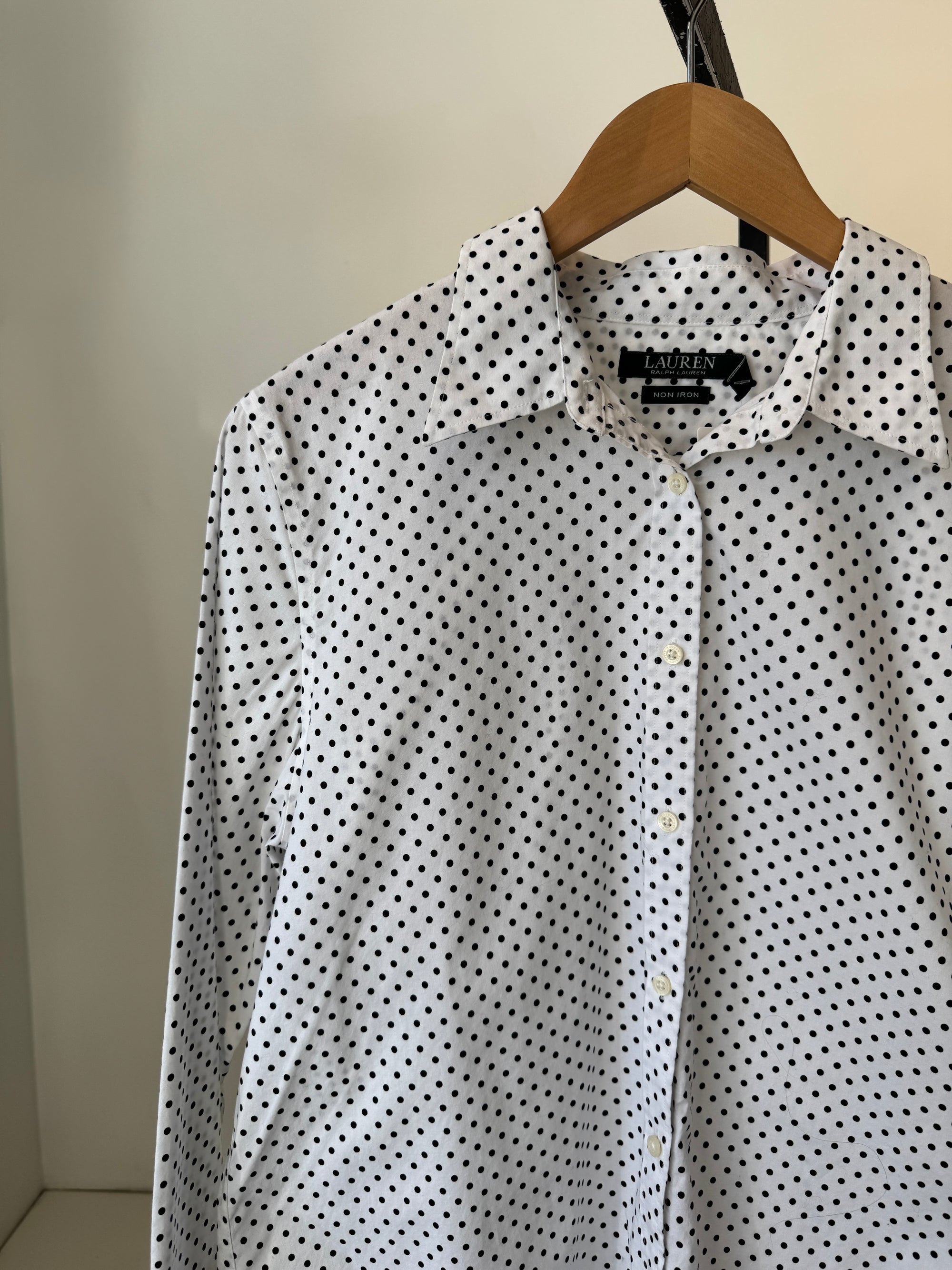 Lauren Ralph Lauren polka dot blouse, White Black, XL