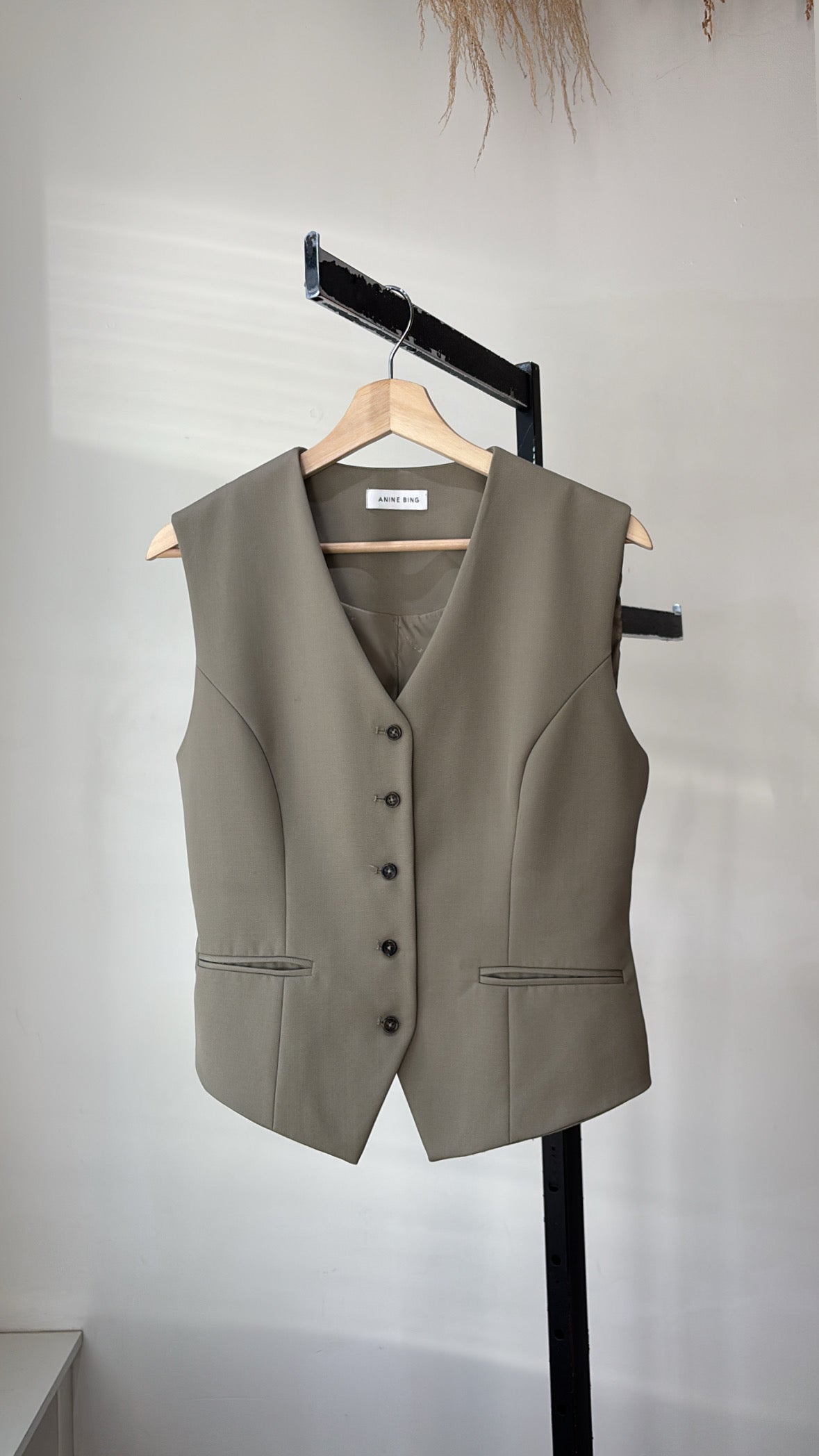 Anine Bing Green Khaki Marina Wool Vest