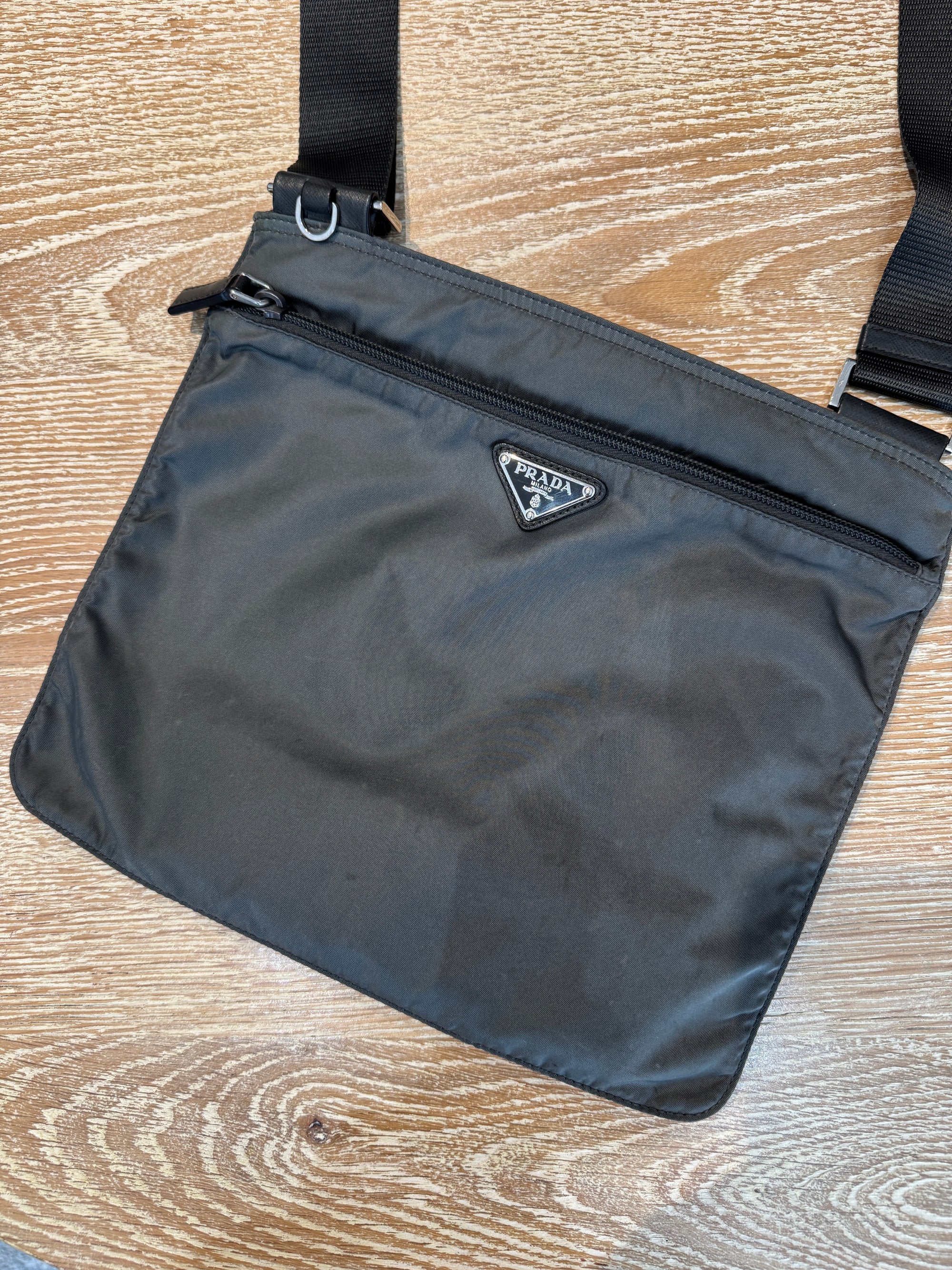 Prada Tessuto Nylon Crossbody Messenger Bag, Charcoal