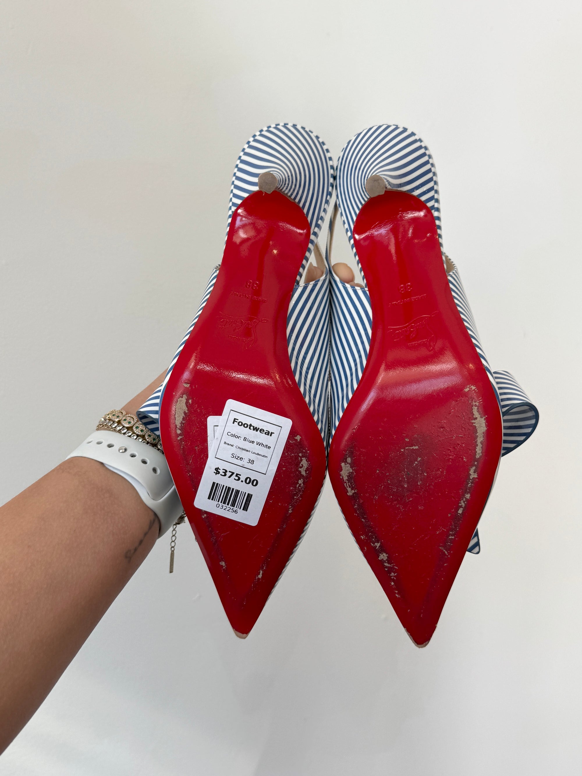 Christian Louboutin Clare Nodo 80 Pumps,  Blue White, 38
