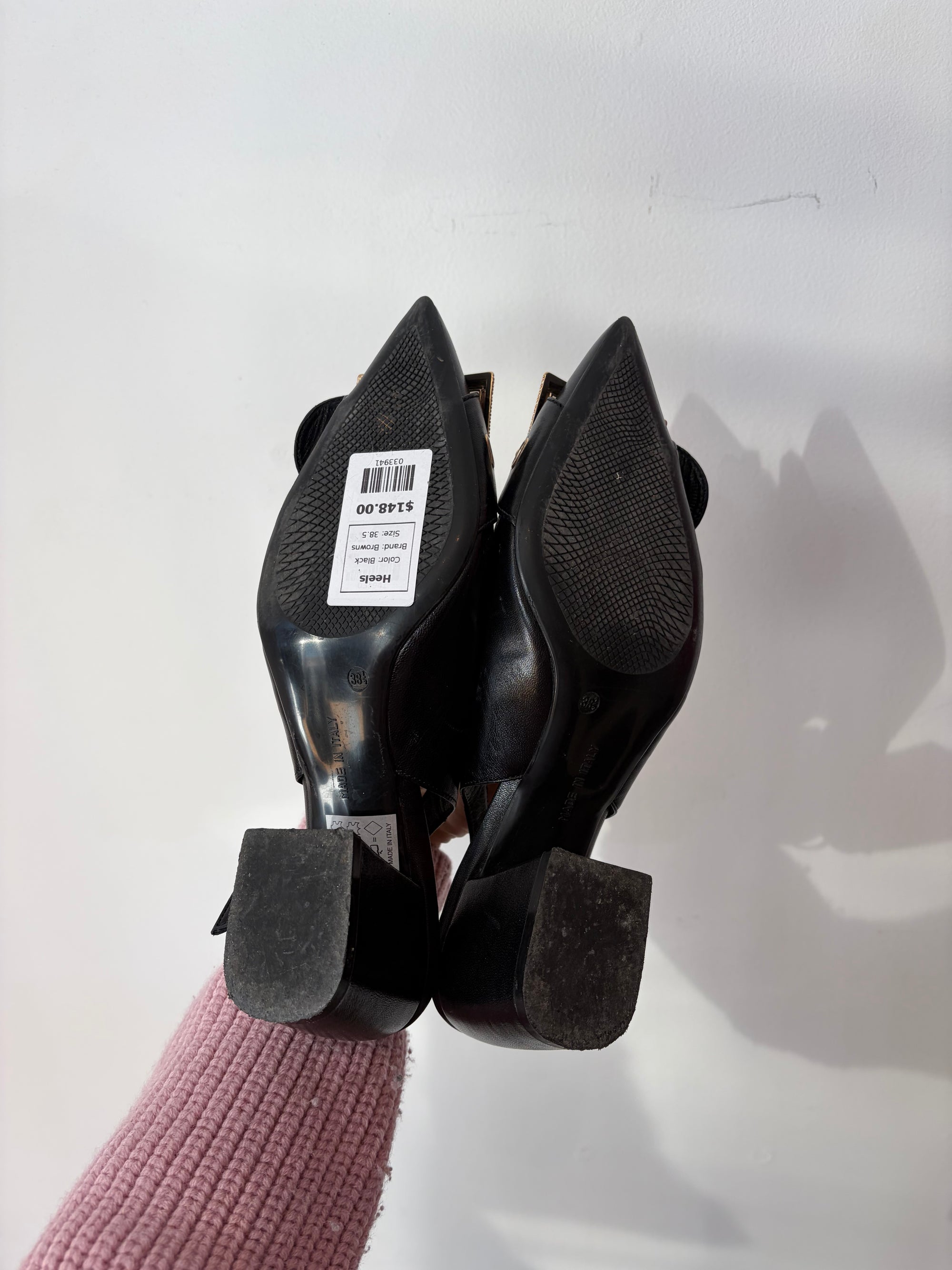 Browns Couture, Slingback Heels With Gold Hardware, 38.5