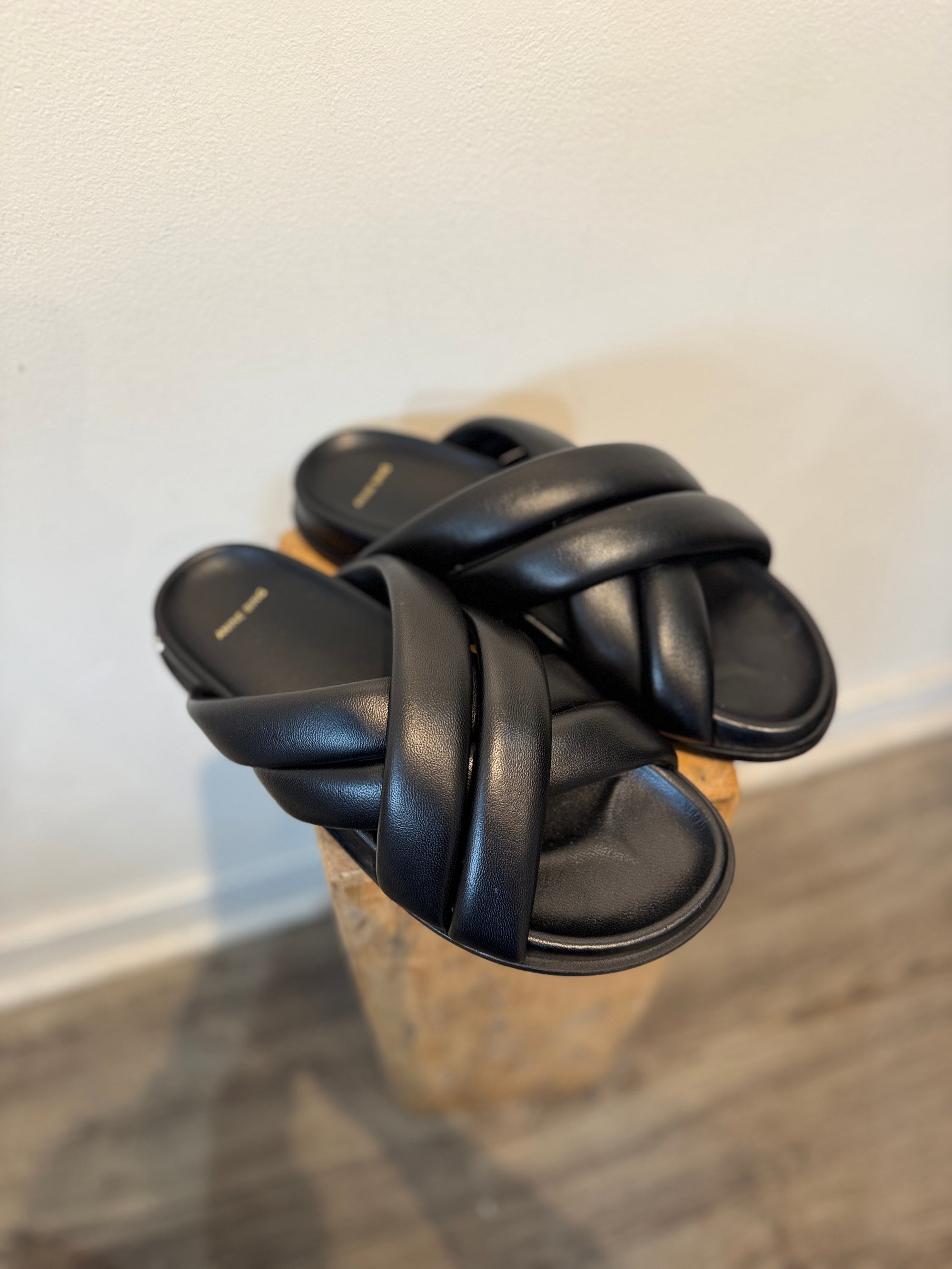 Anine Bing Lizzie Slides, Black, 41