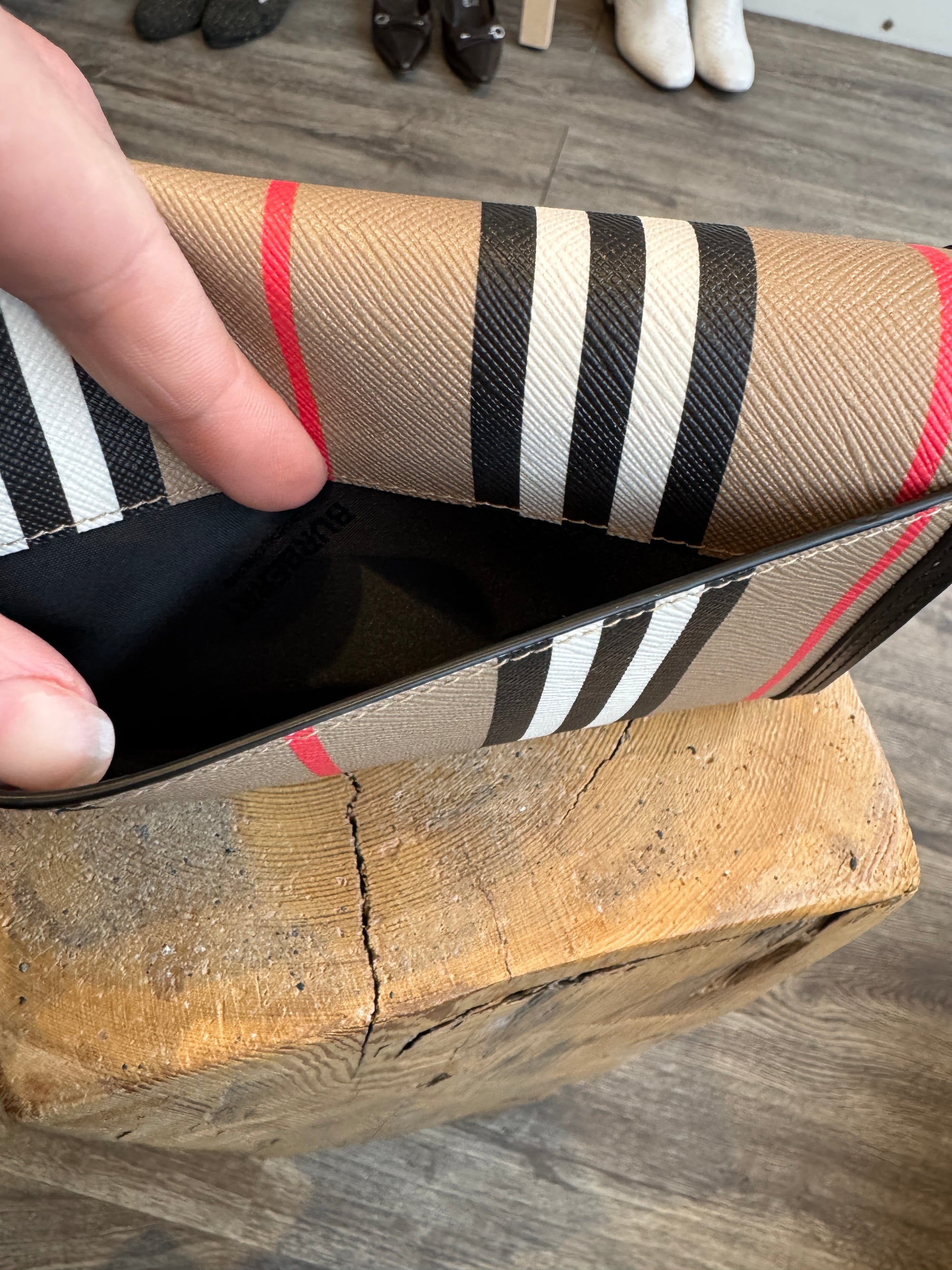 Burberry Halton Icon Stripe Canvas Flap Wallet