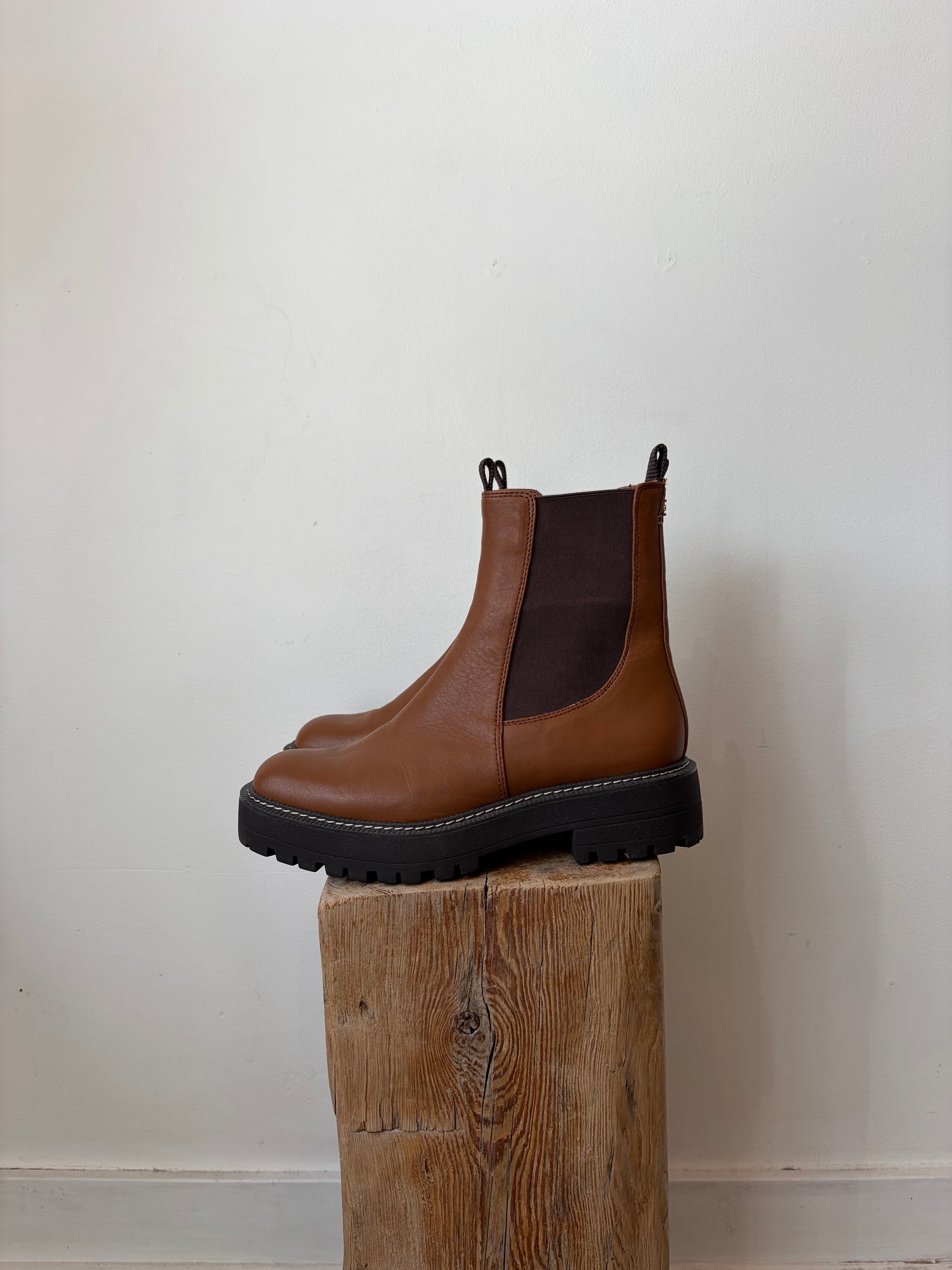 Sam Edelman Laguna Chelsea Leather Boots, Tawny Brown, 8