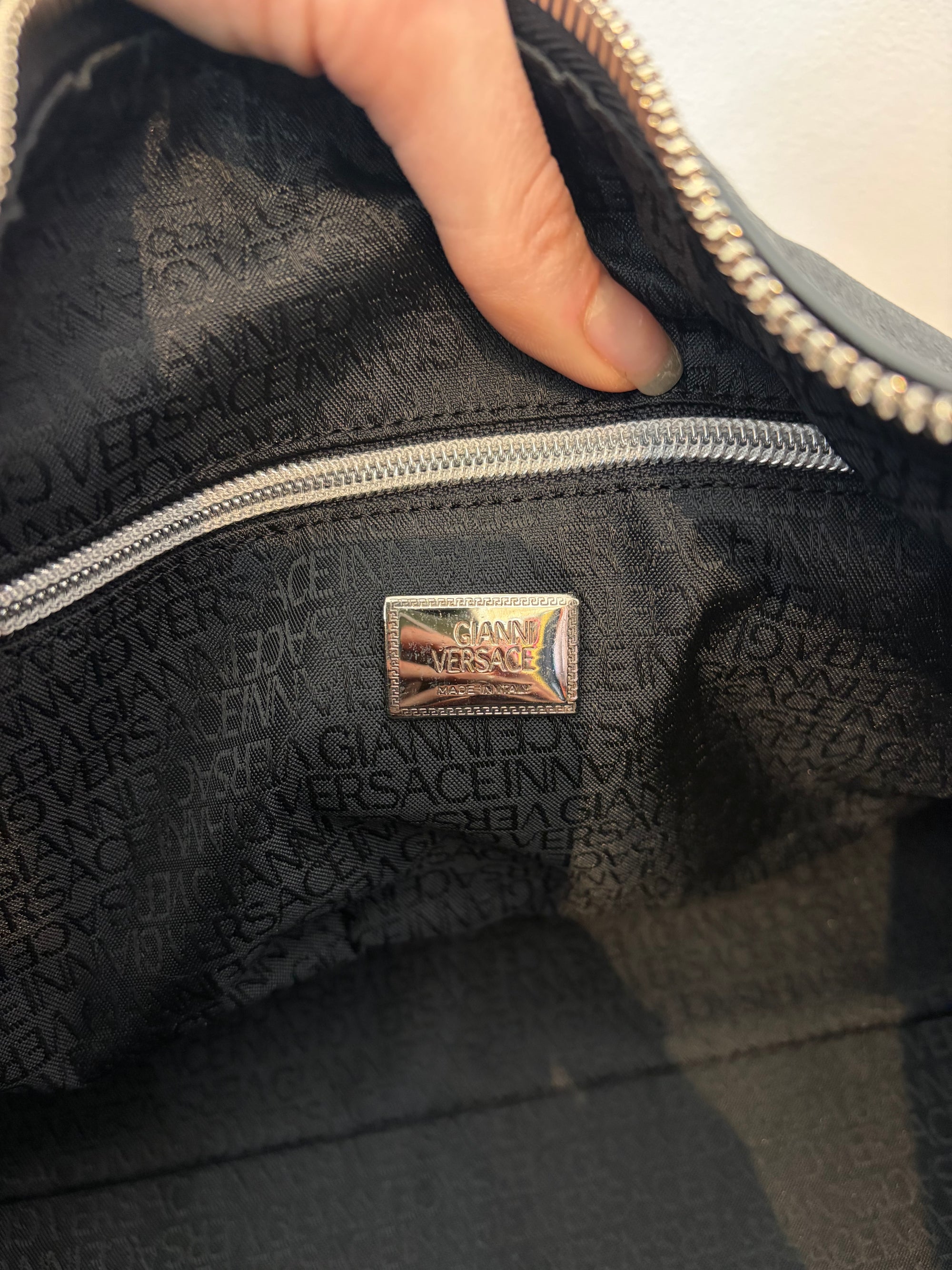 Gianni Versace Leather Small Weekend Bag, Black