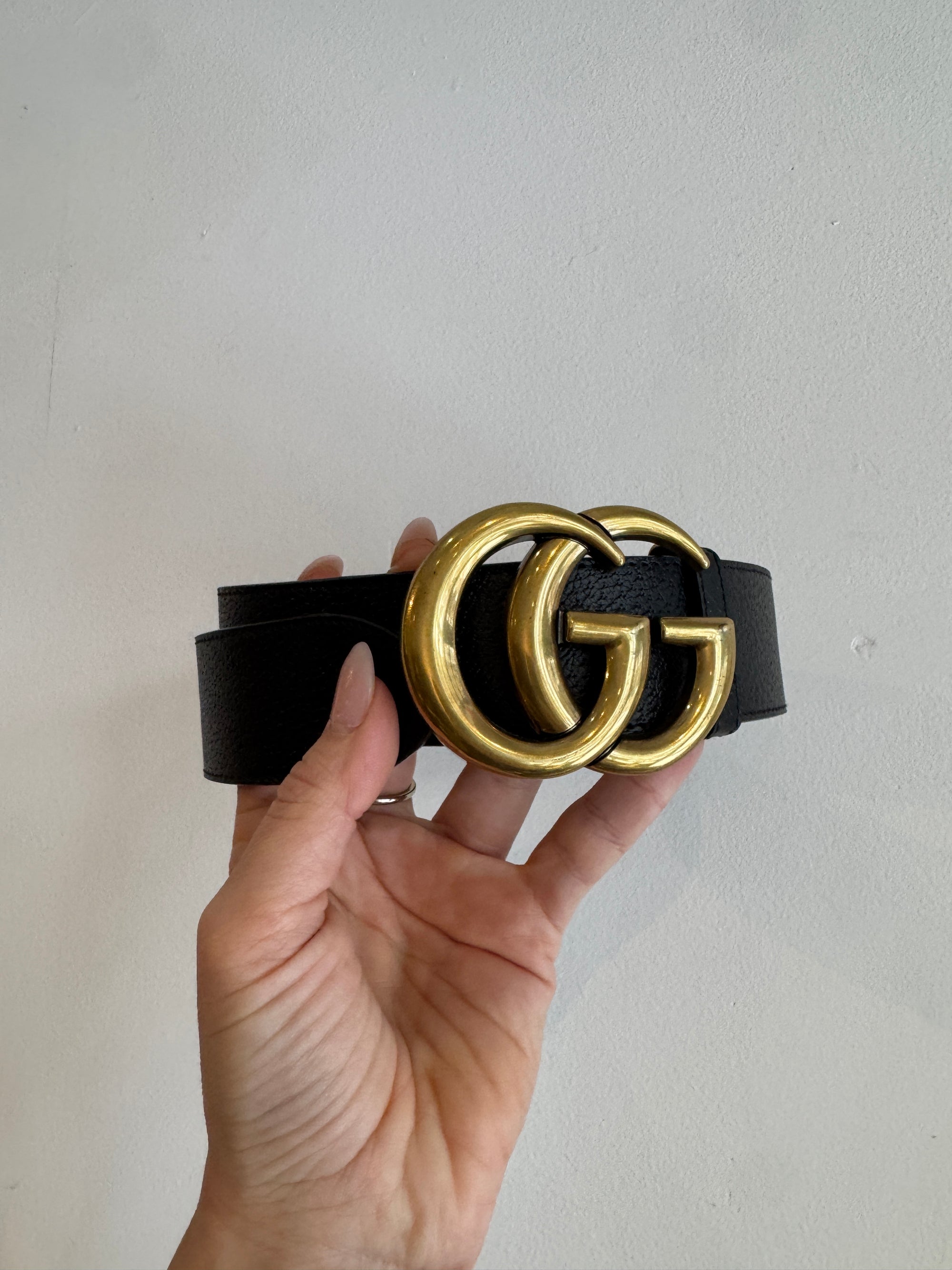 Gucci Marmont Belt, Black/Gold, 80/32