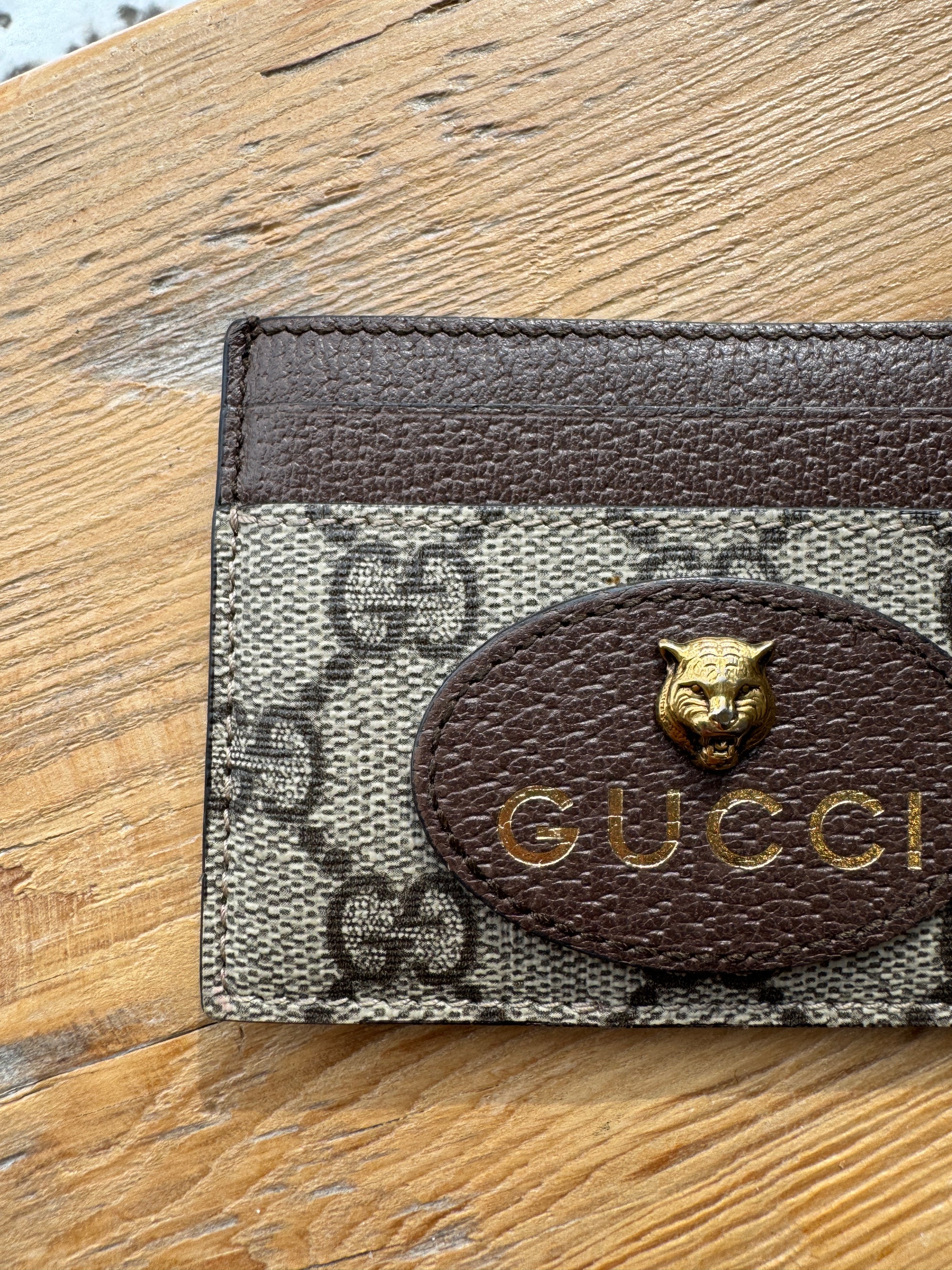 Gucci Neo Vintage Supreme Card Holder, Beige/Yellow