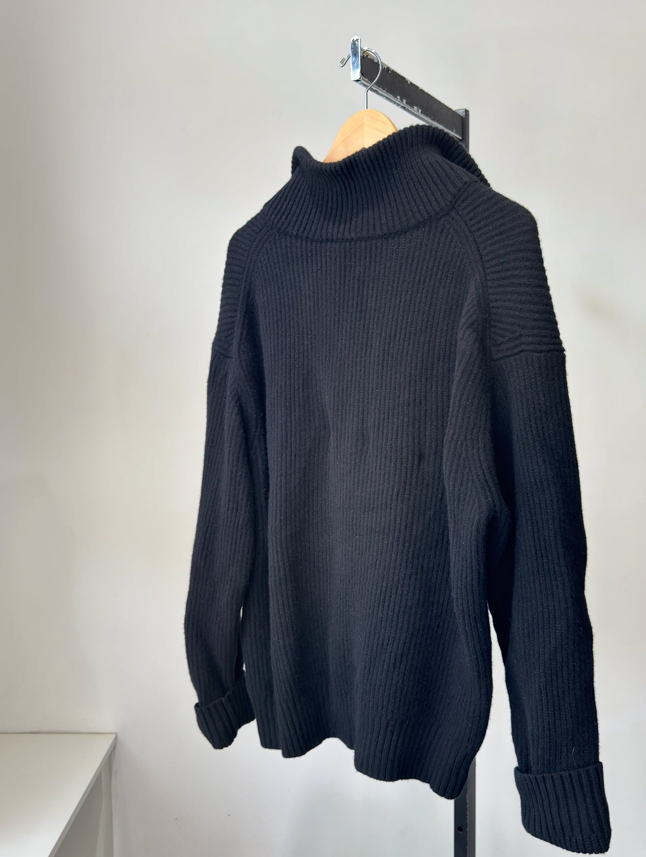 Frame Black Wool Quarter Zip Knit Sweater, L