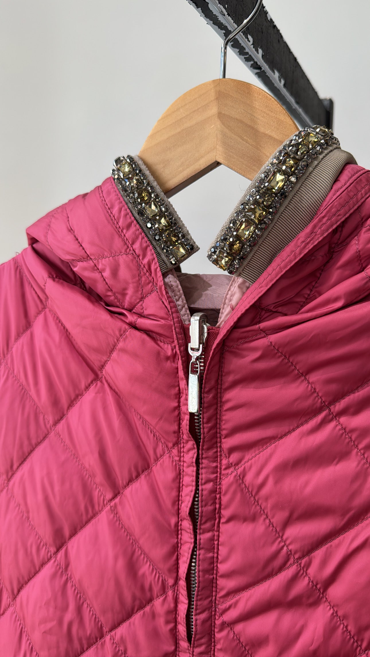 S' Max Mara reversible quilted coat with gemstones, Pink, Small