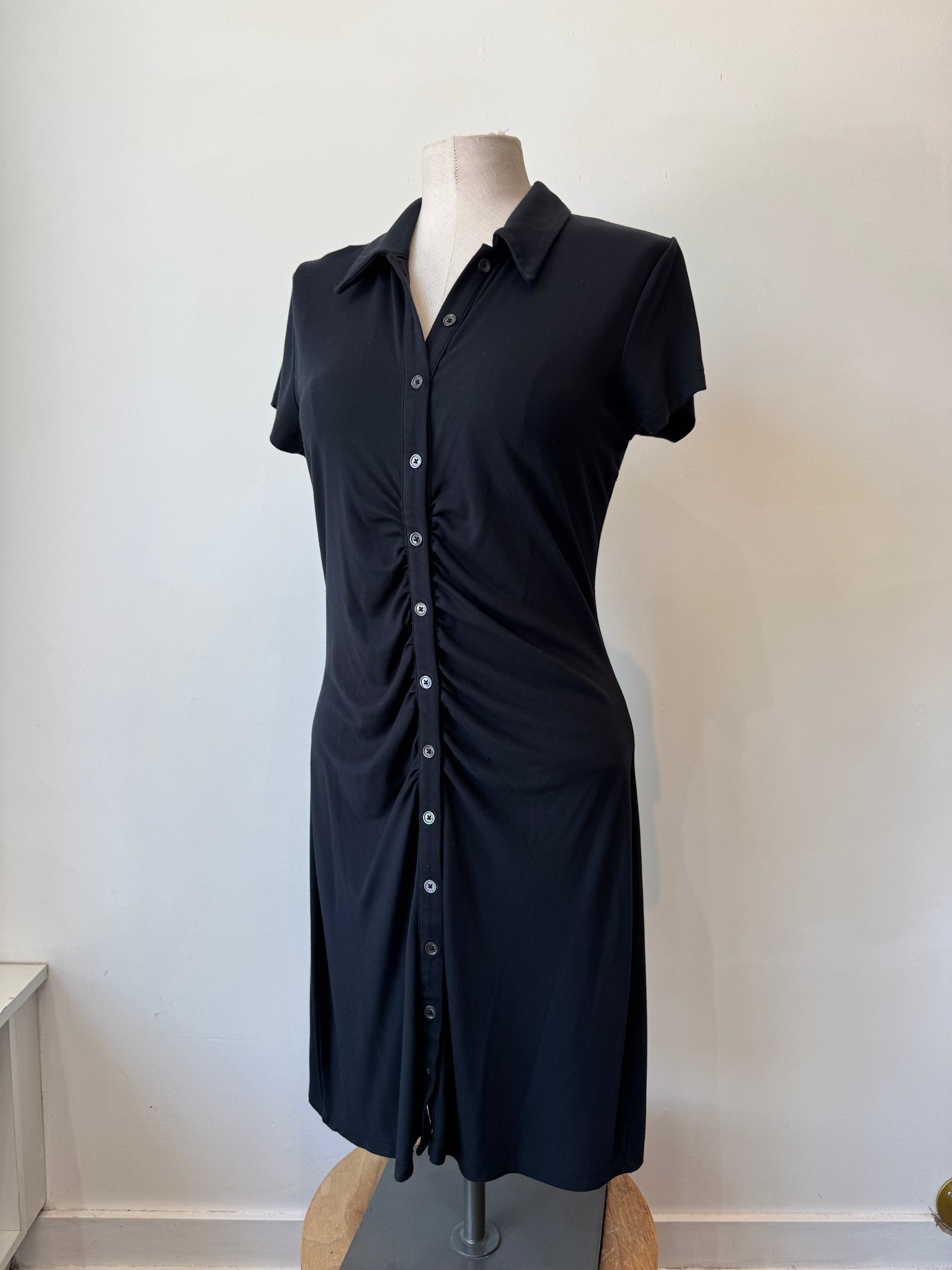 Wilfred Button Up Collar Dress Black, Size L