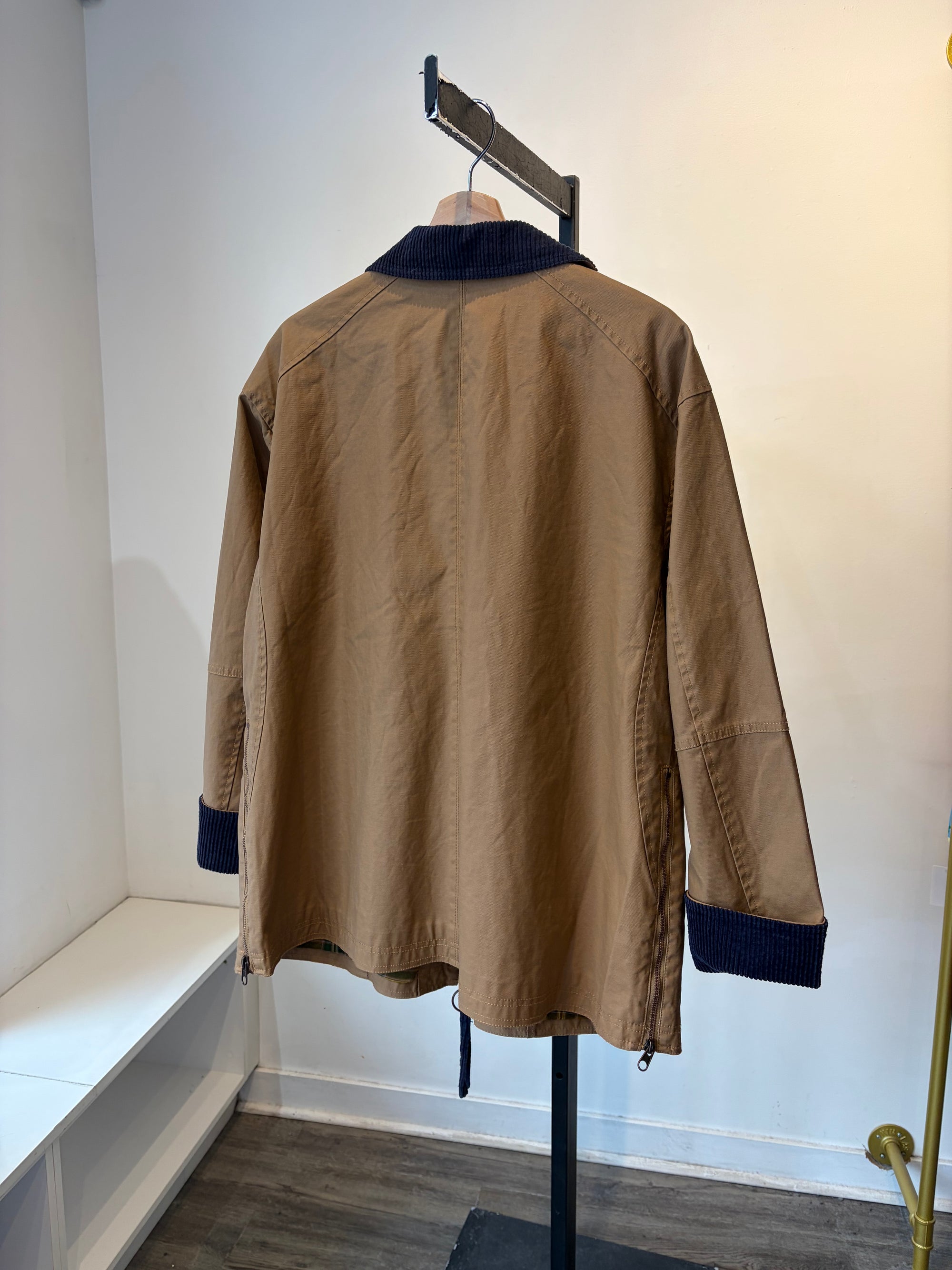 Pilcro waxed barn jacket, oversized small, brown
