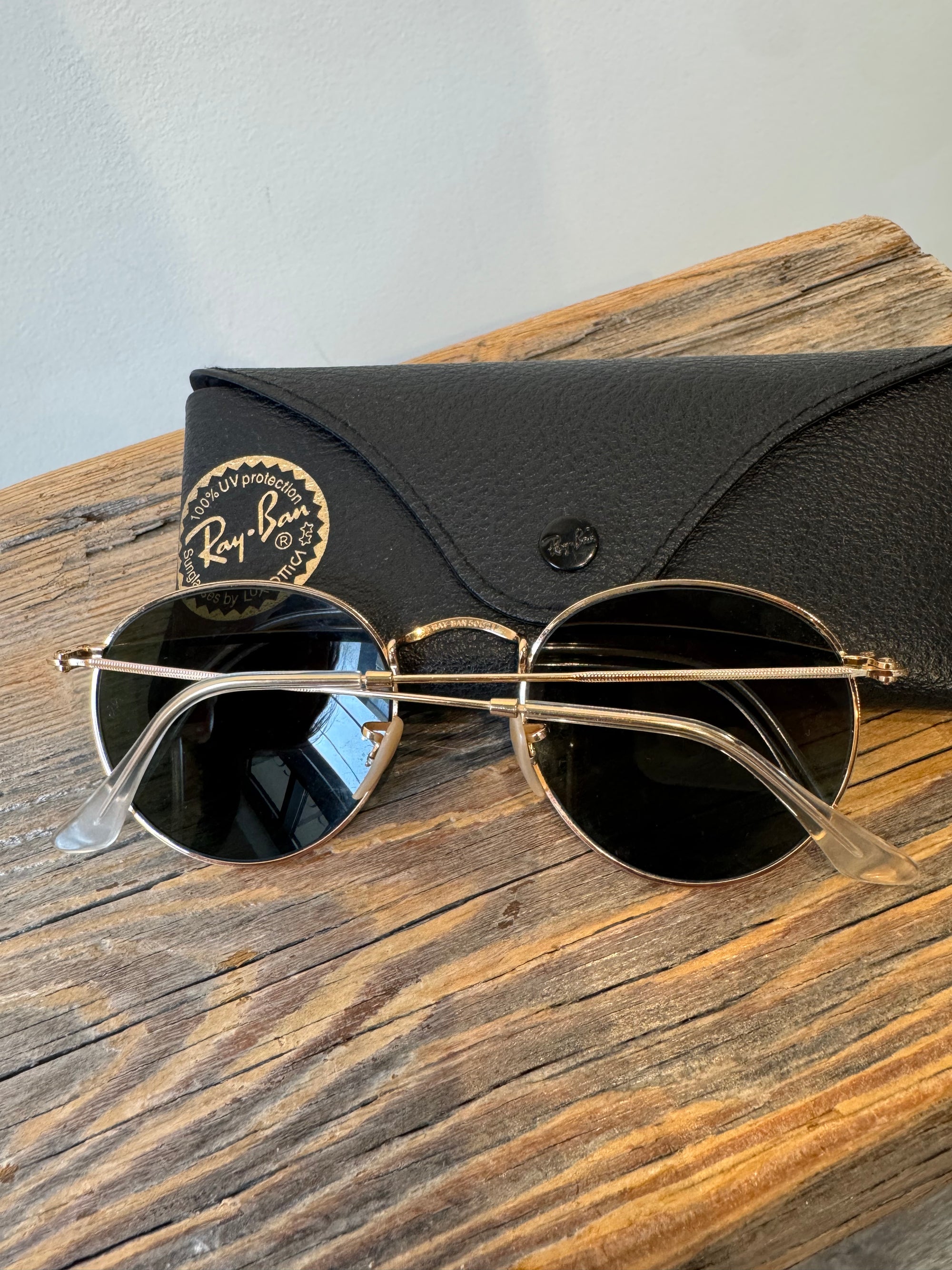 Rayban RB3447 Round Metal Sunglasses, Gold