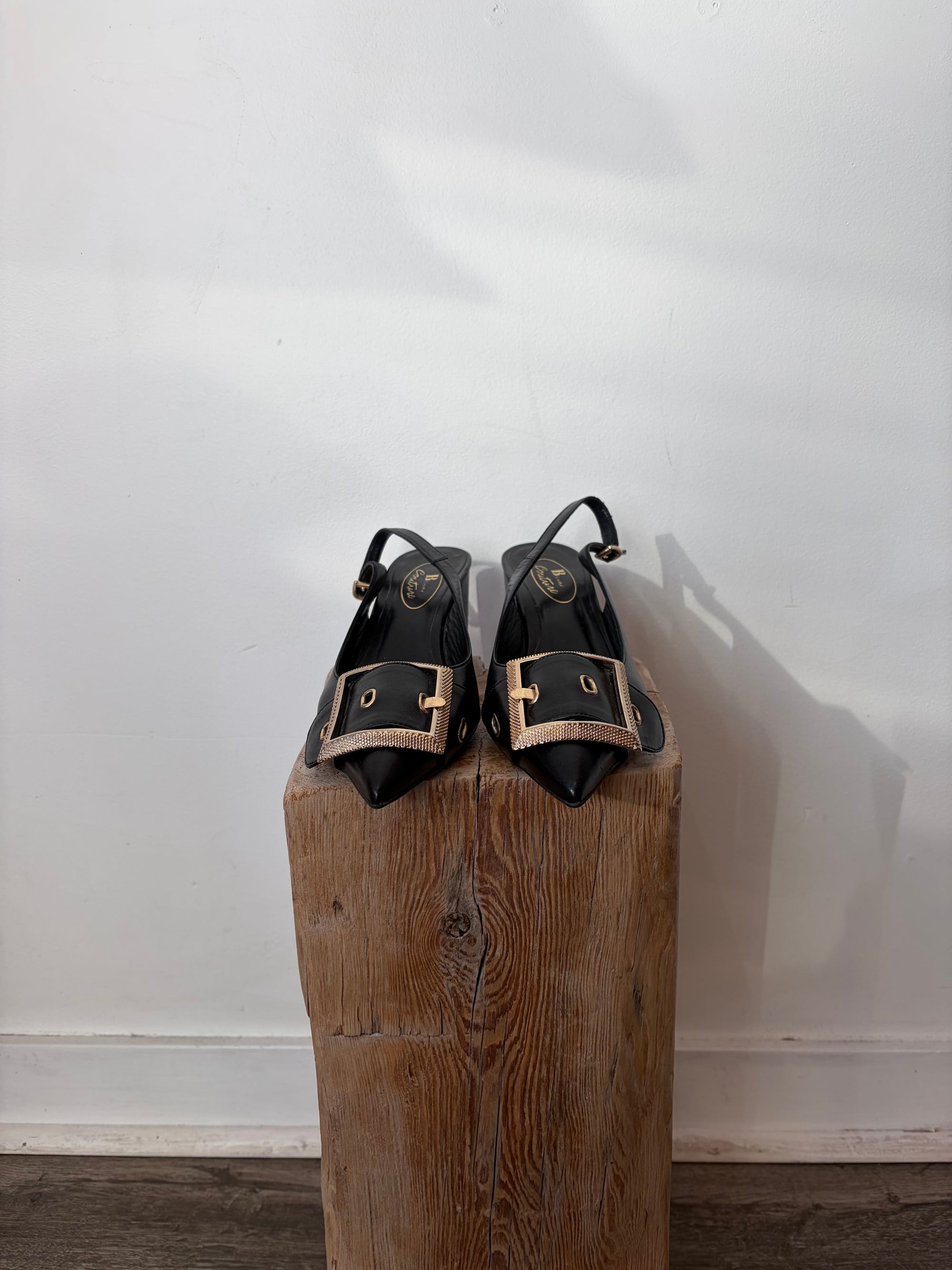 Browns Couture, Slingback Heels With Gold Hardware, 38.5