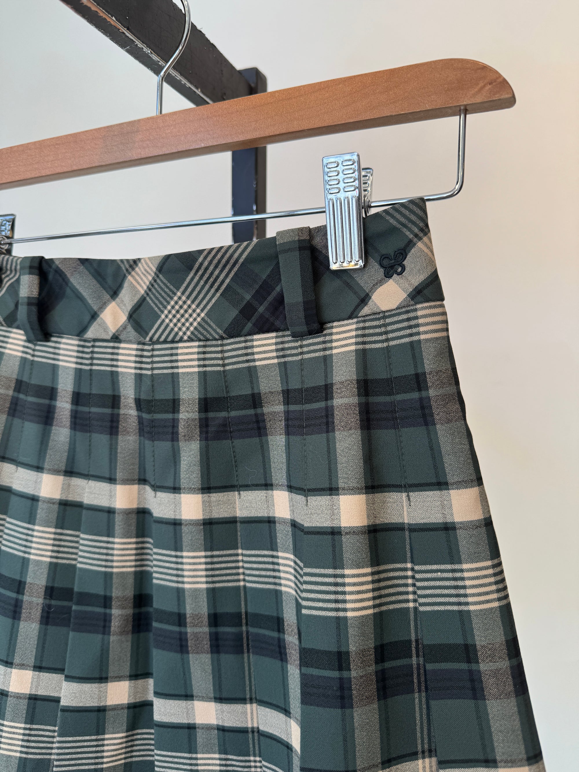 Sunday Best Plaid Pleated mini skirt,  Green Multi, 0