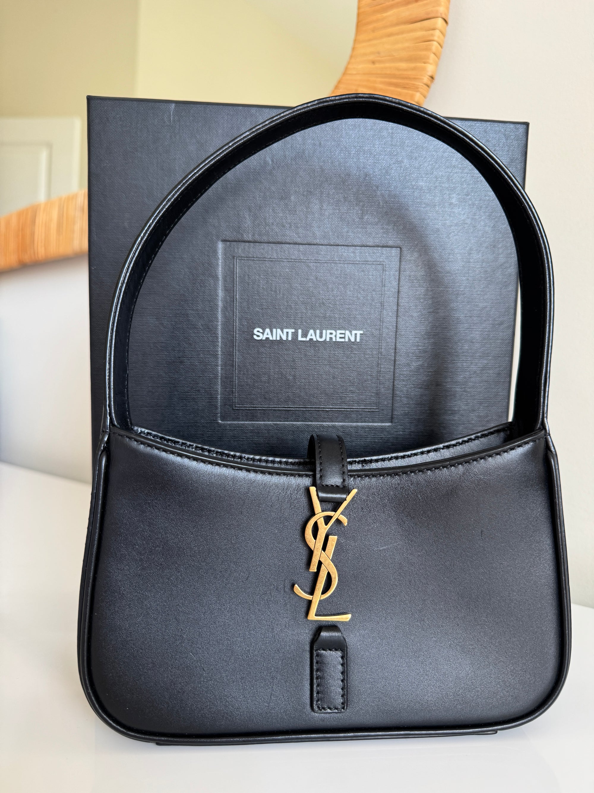 Saint Laurent Mini Le 5 à 7 Compact Purse, Smooth Leather