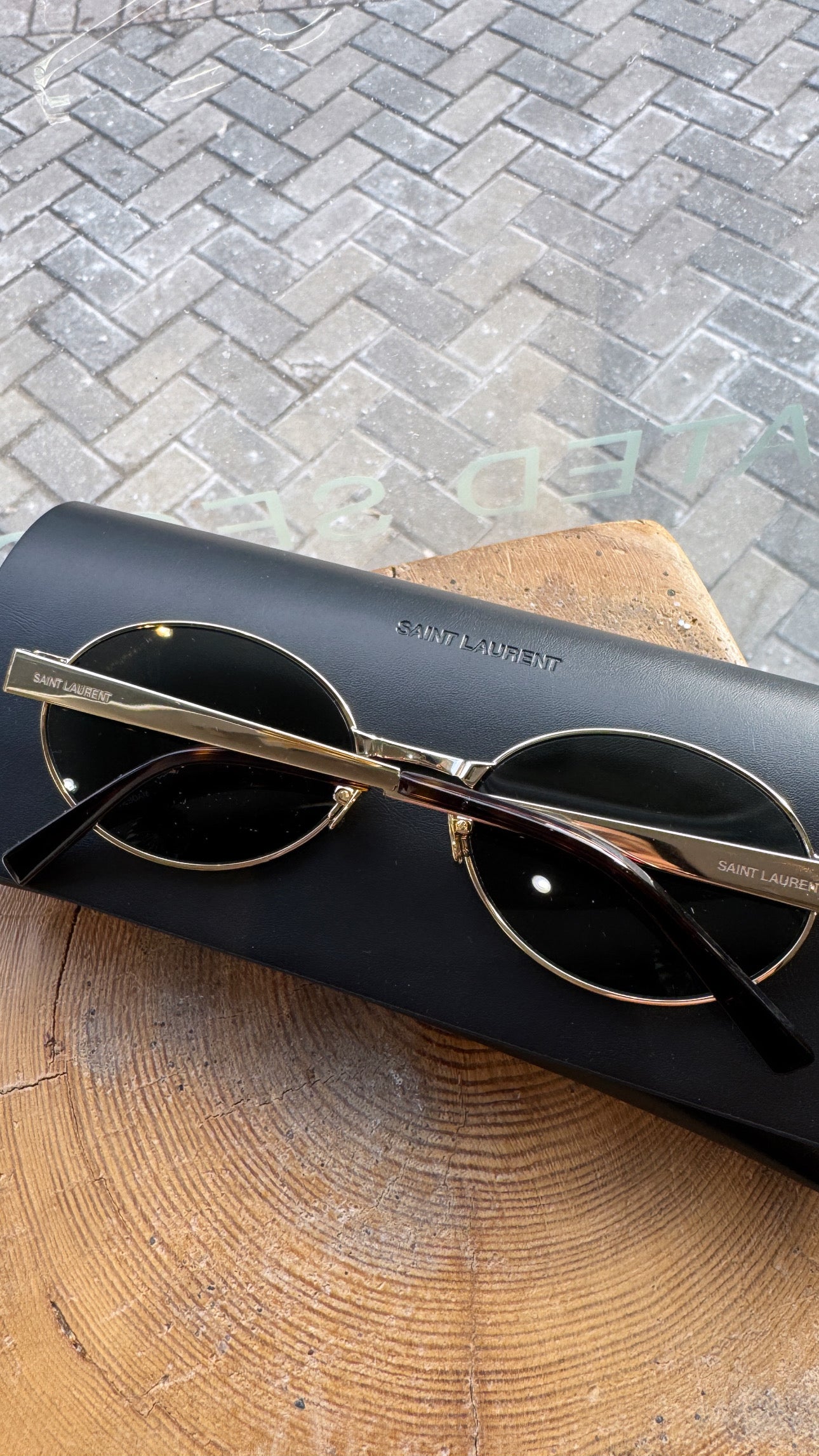 Saint Laurent oval sunglasses, Gold/Green