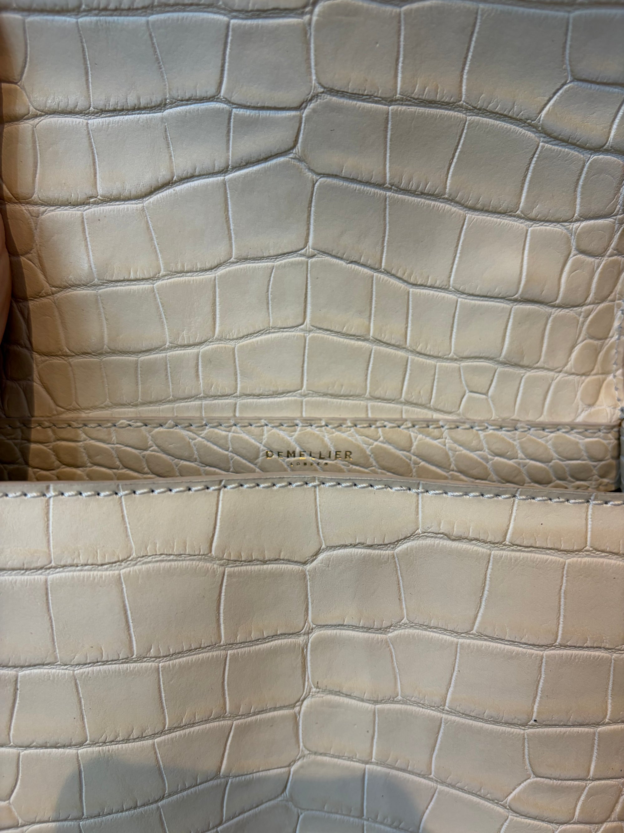 DeMellier Croc Effect Mini Venice Saddlebag, Cream