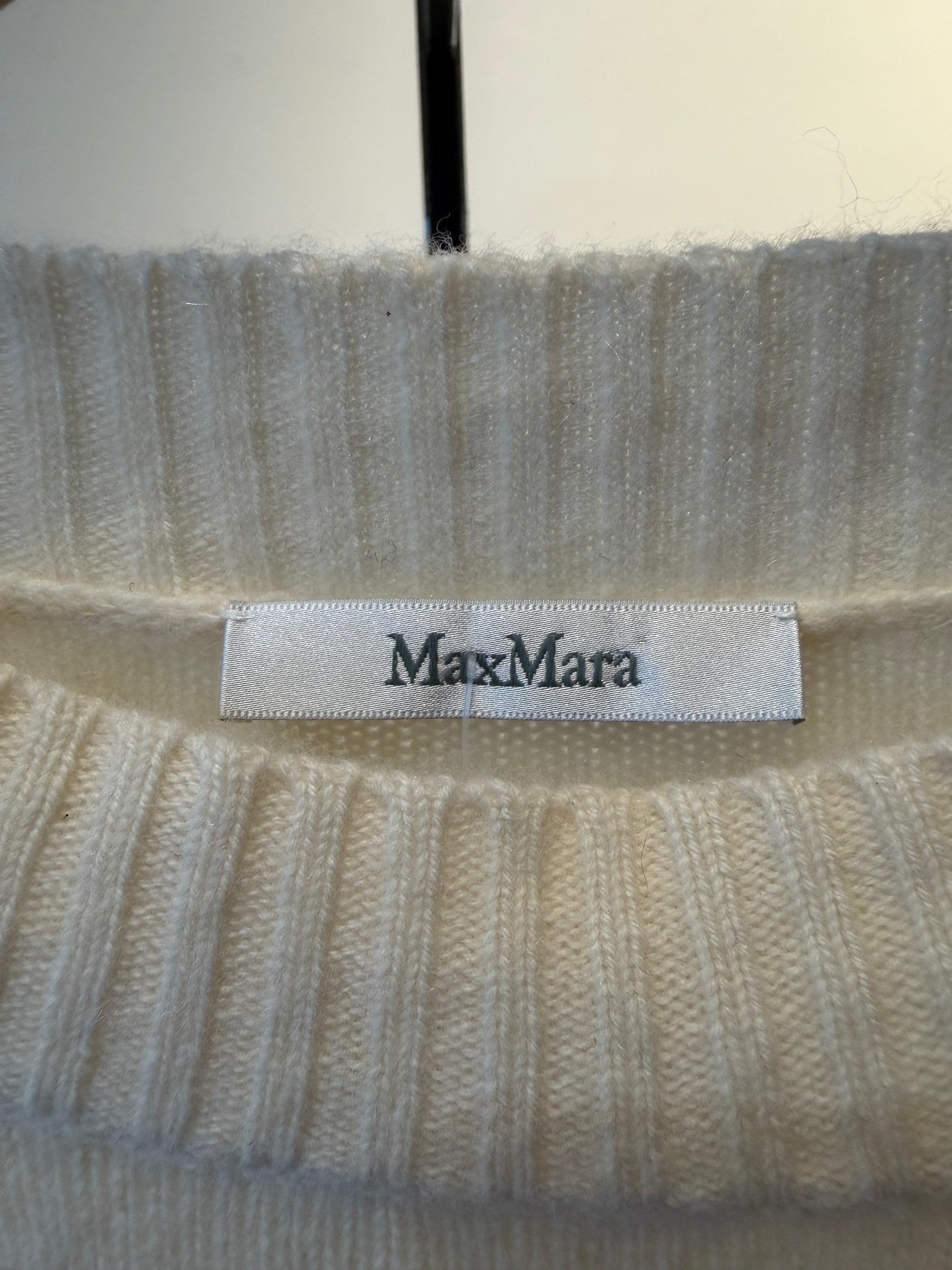 MaxMara boat neck cashmere blend sweater, Cream, M/L
