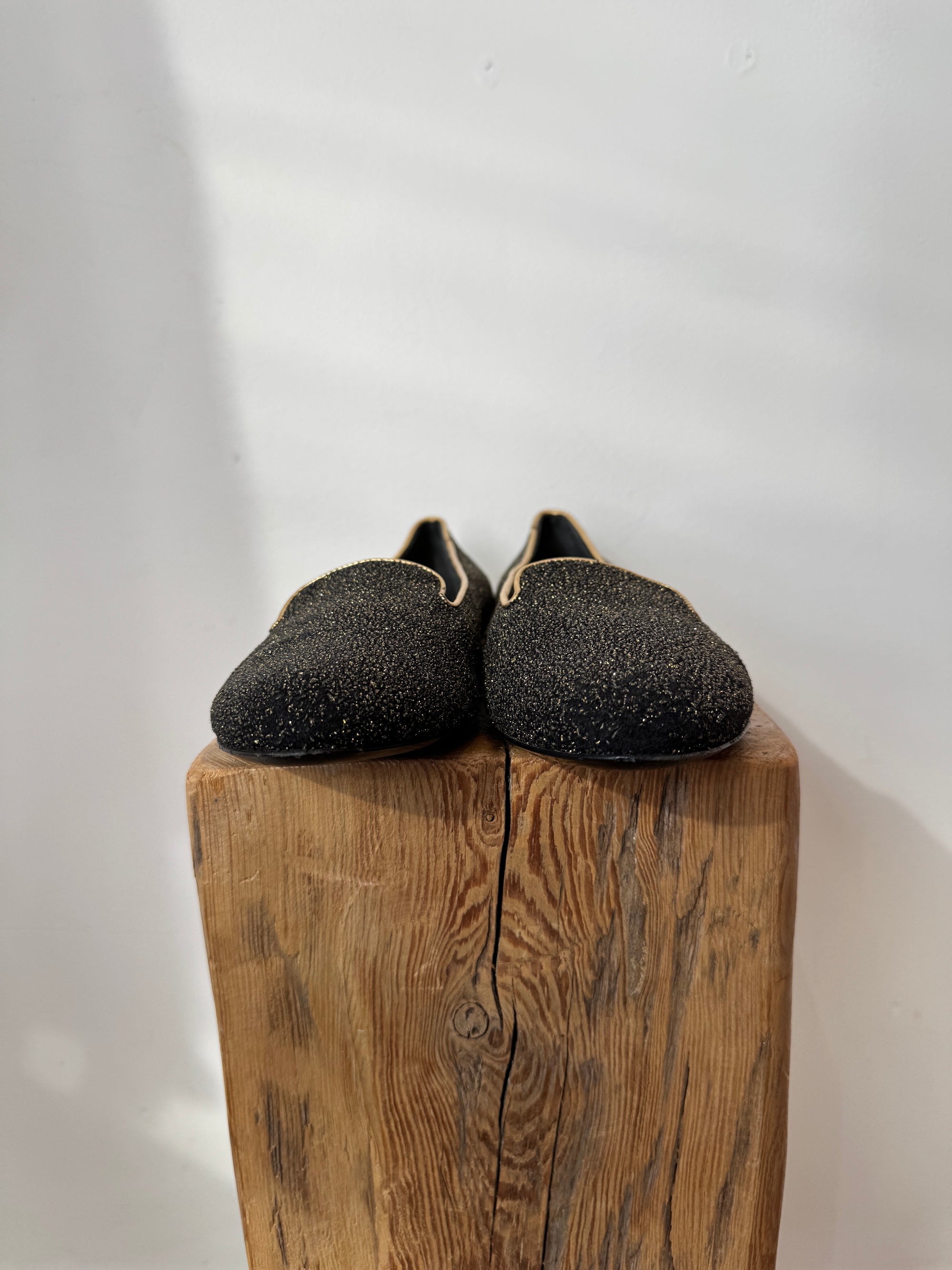 Alexander McQueen Glitter Smoking Slipper, 38