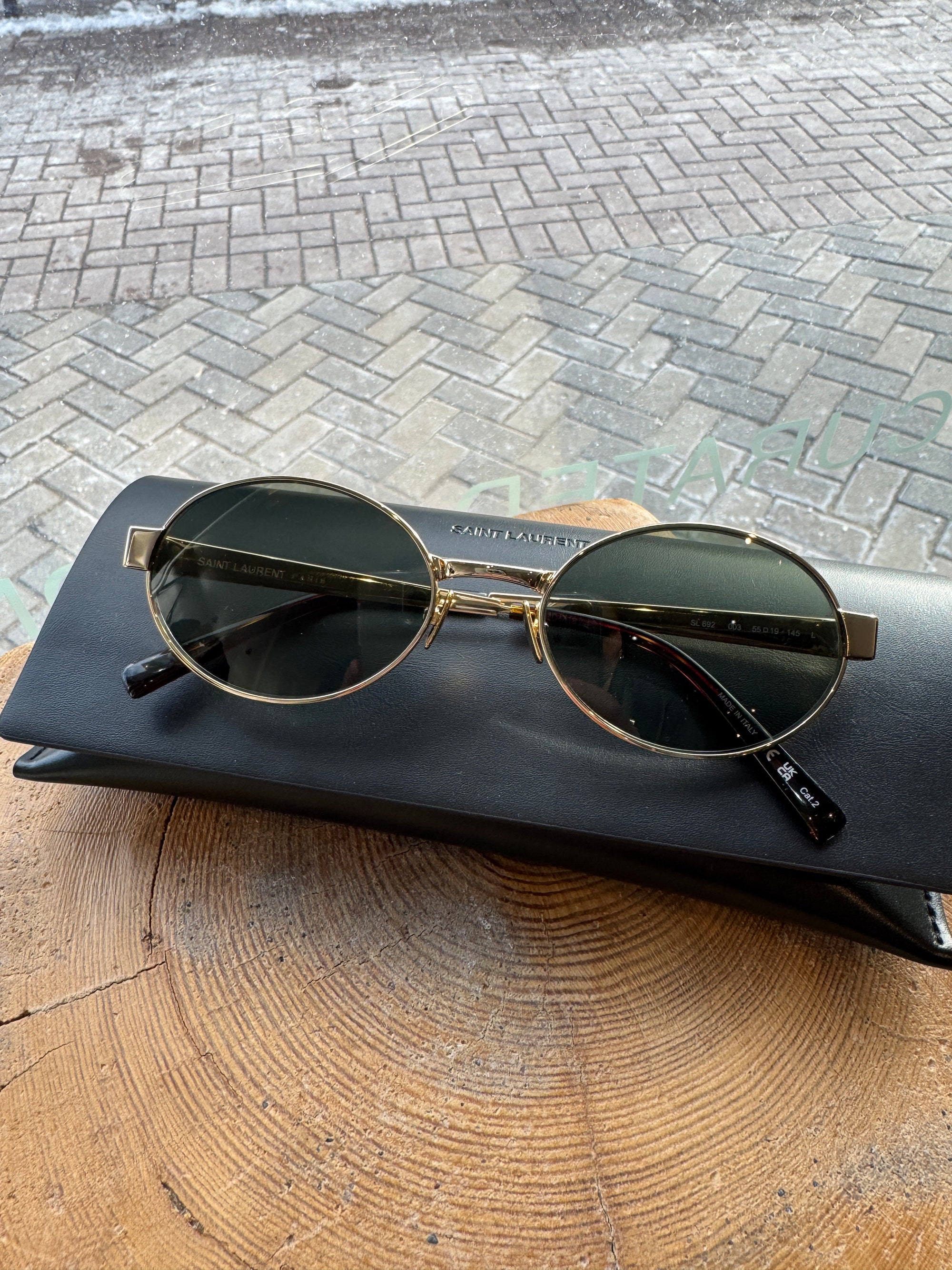 Saint Laurent oval sunglasses, Gold/Green
