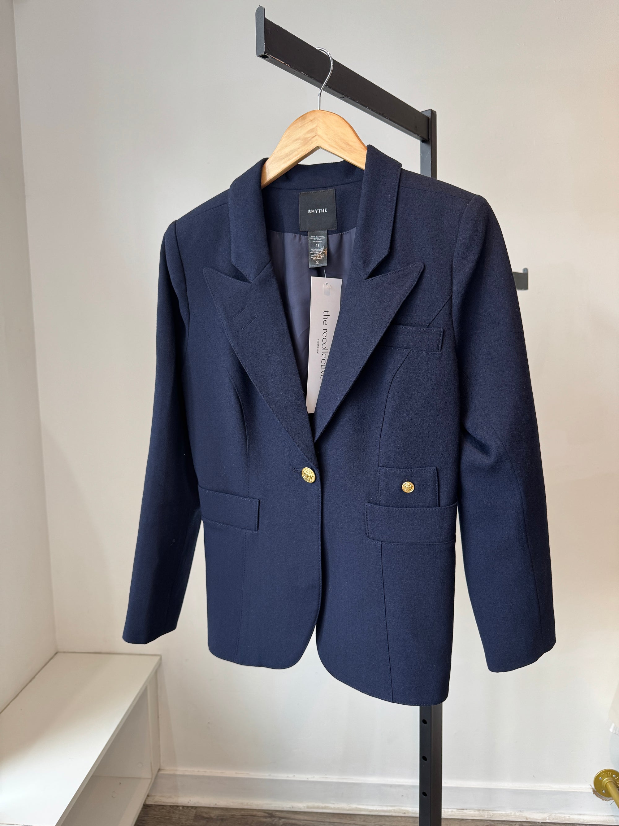 Smythe Dutchess blazer with gold buttons, Navy, 12